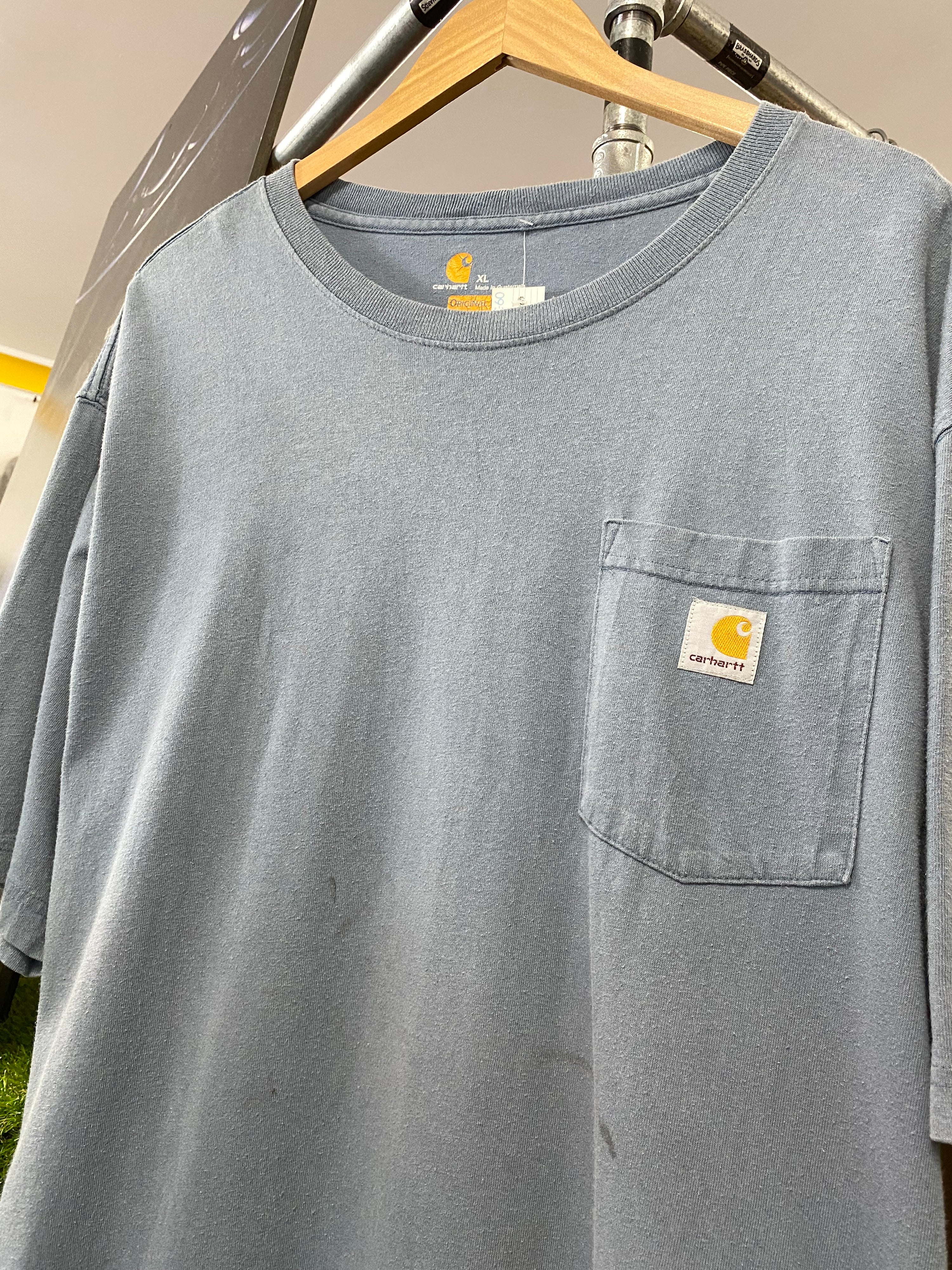 XL - Light Blue Carhartt Pocket Tee Marks