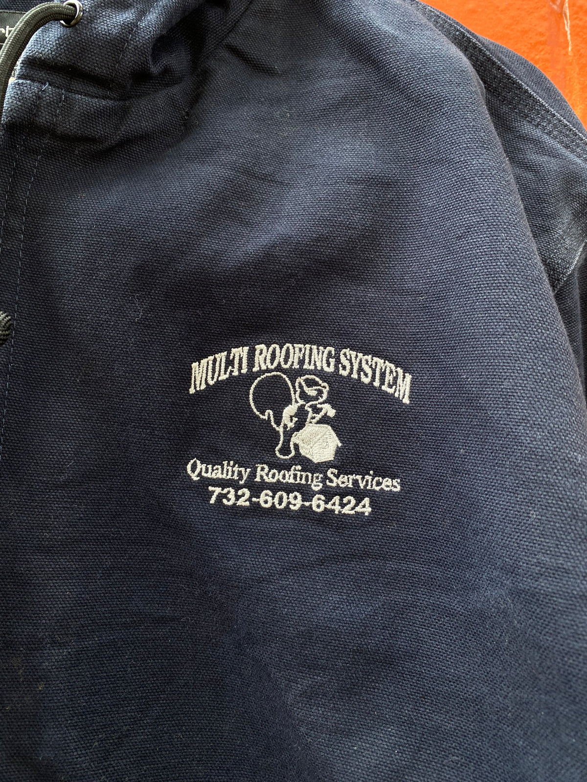 [M] Carhartt Dark Blue Active Jacket 'Multi Roofing System Services'