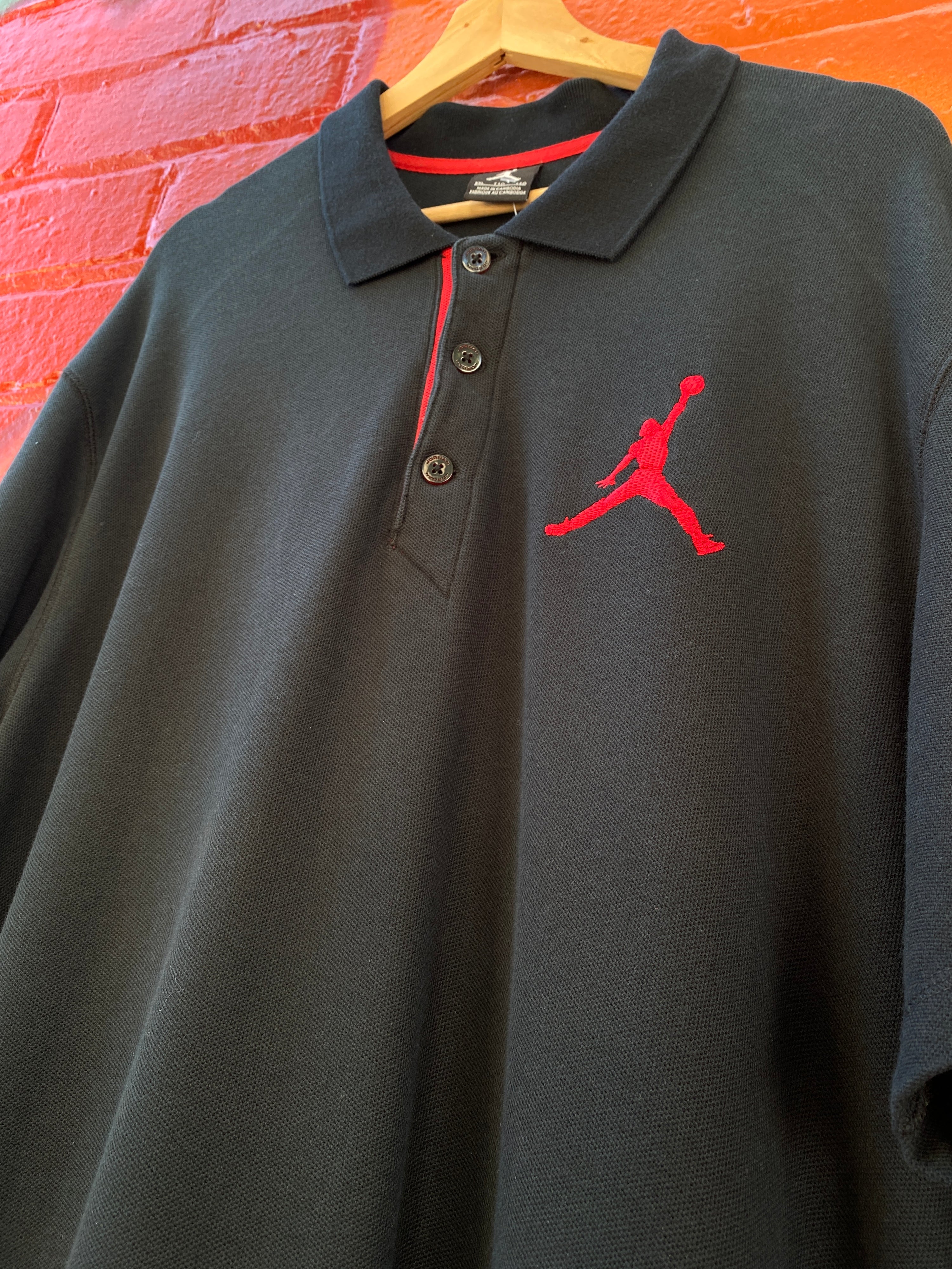 2XL - Air Jordan Black Polo Red Embroidery