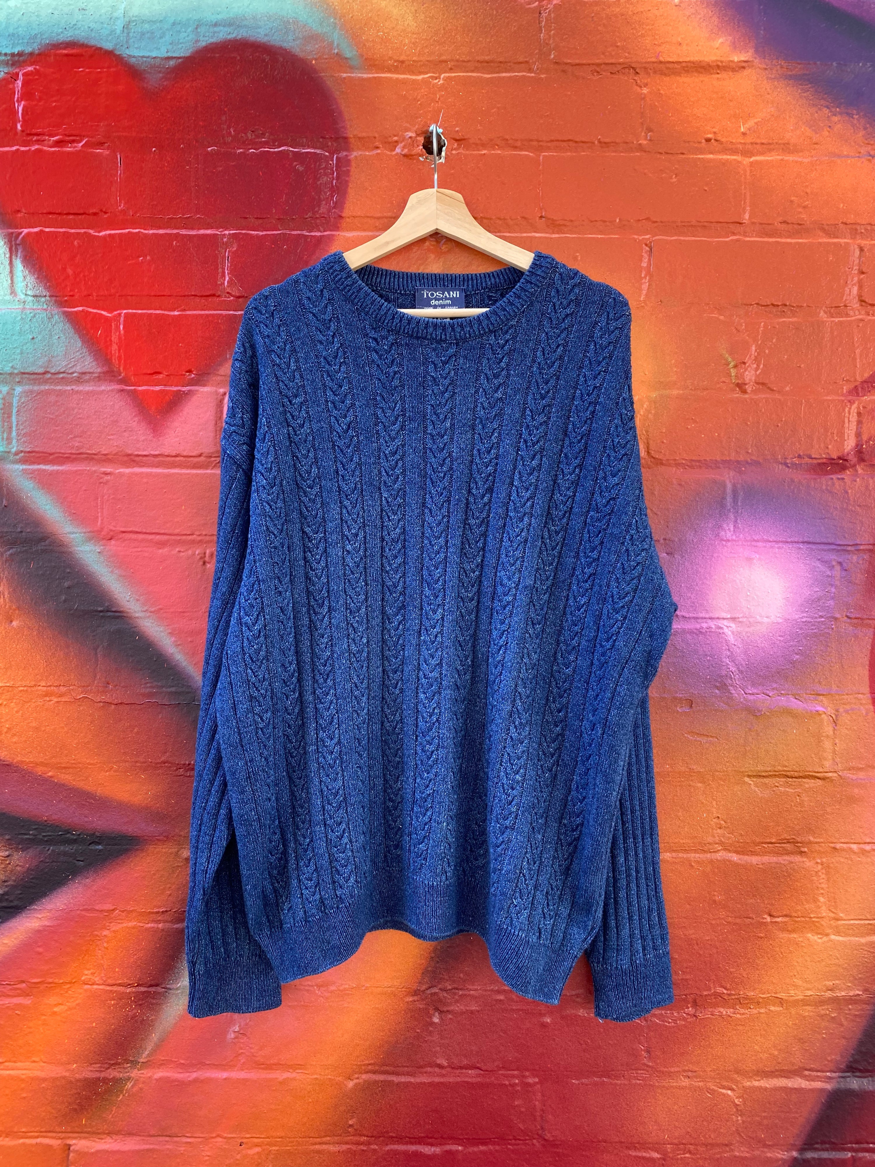 [L] Tosani Denim Indigo Cotton Knit Sweater
