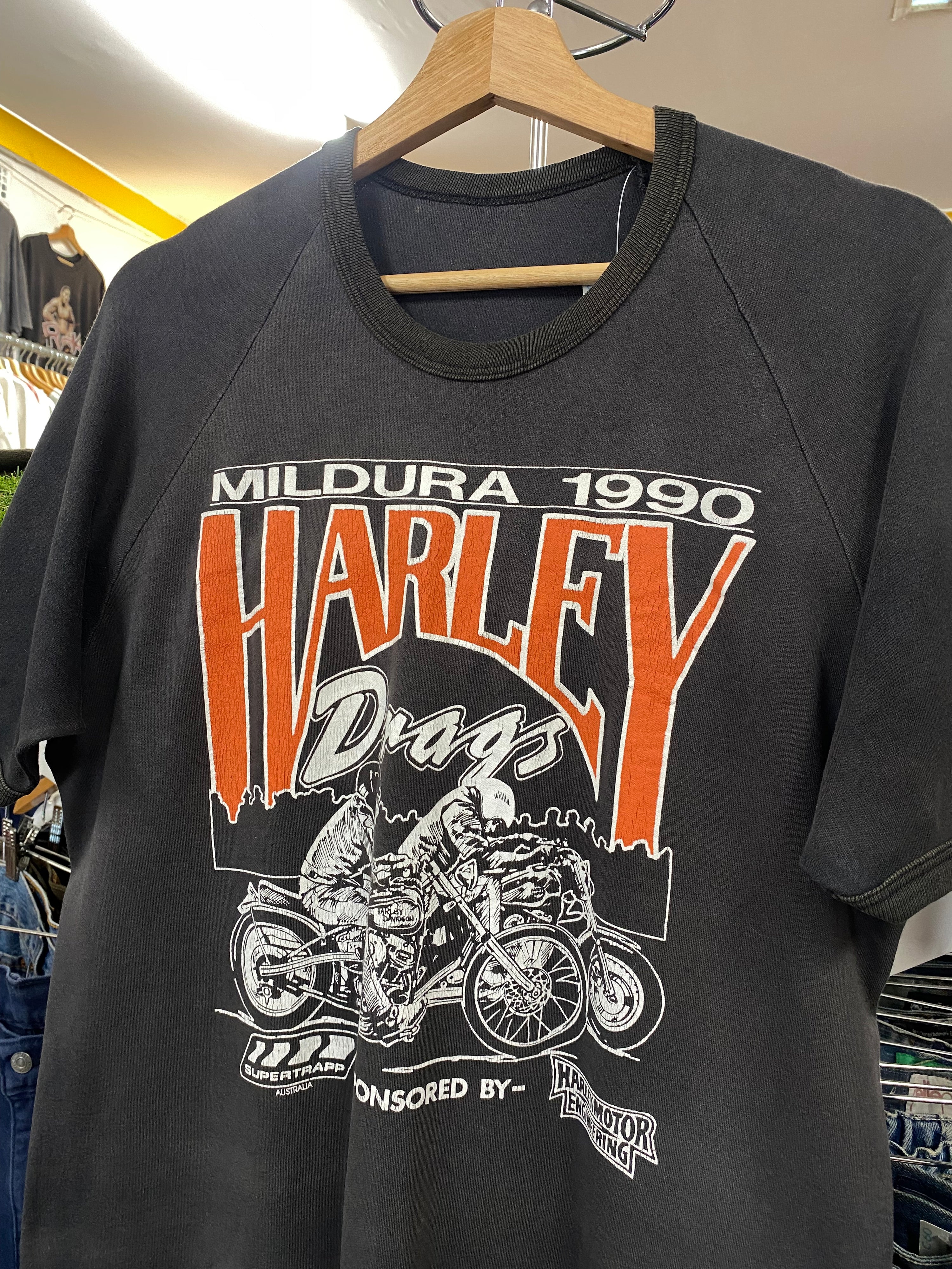 [M] 1990 Mildura Harley Davidson Drags Vintage Tshirt