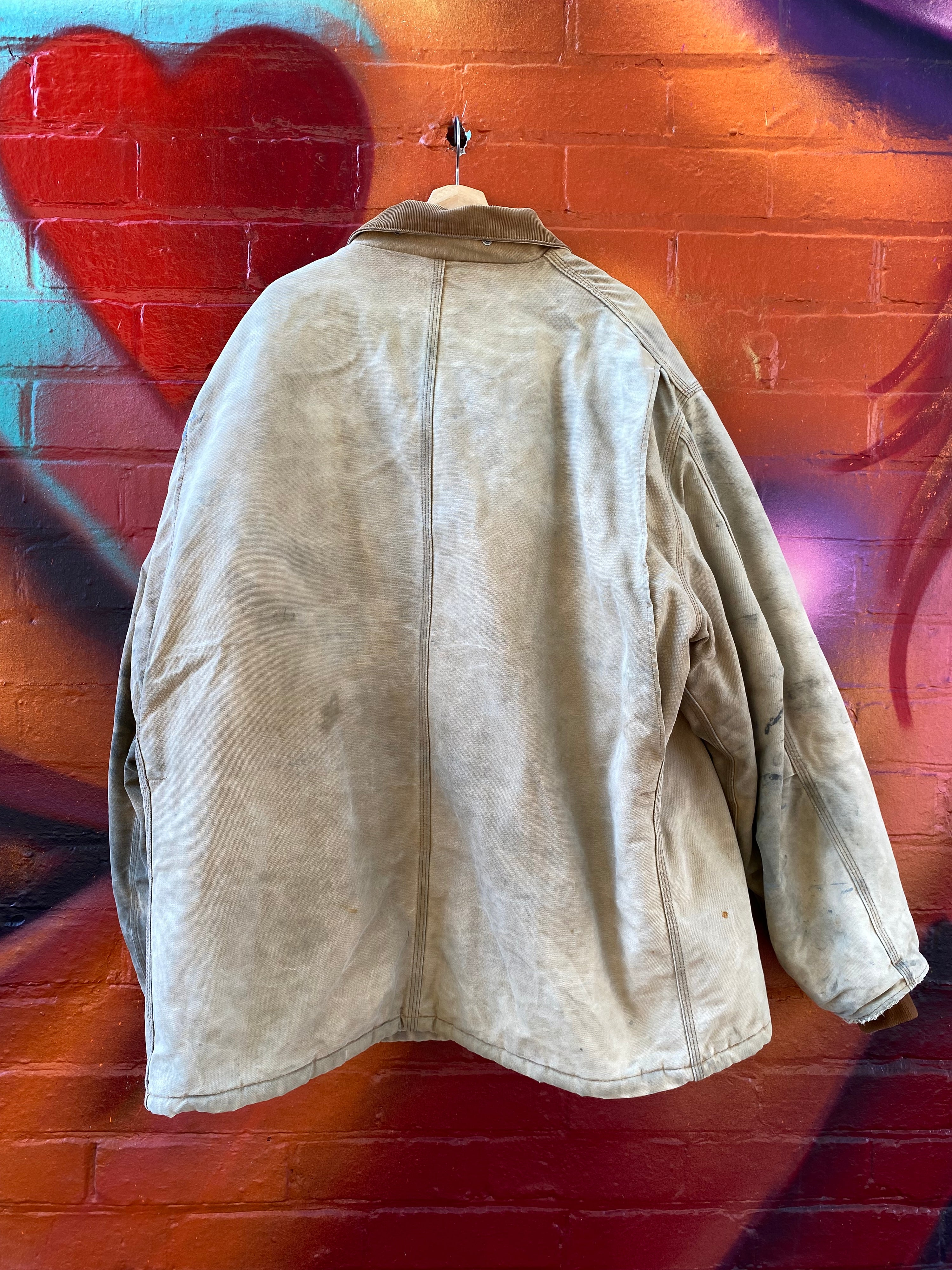 [XLT] Carhartt Thrashed Tan Chore Jacket 'Paul' Difficult Zip