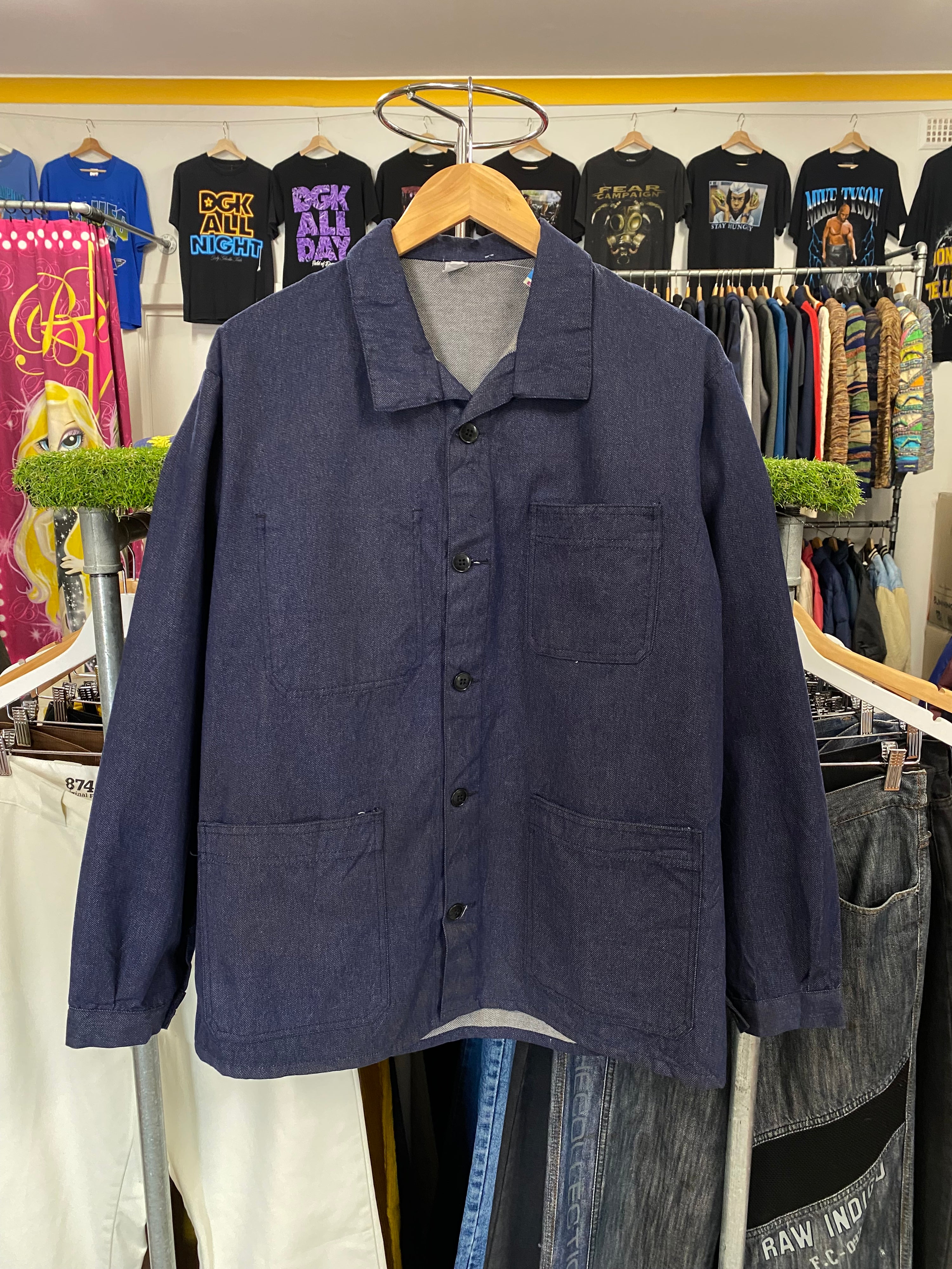 [M] Dark Blue Chore Button Up Long Sleeve