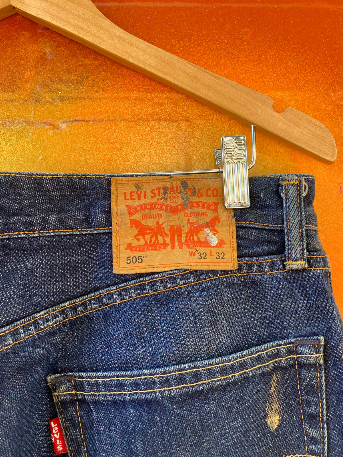 [32] Levi's 505 Blue Denim Jeans Painter Used 32x32