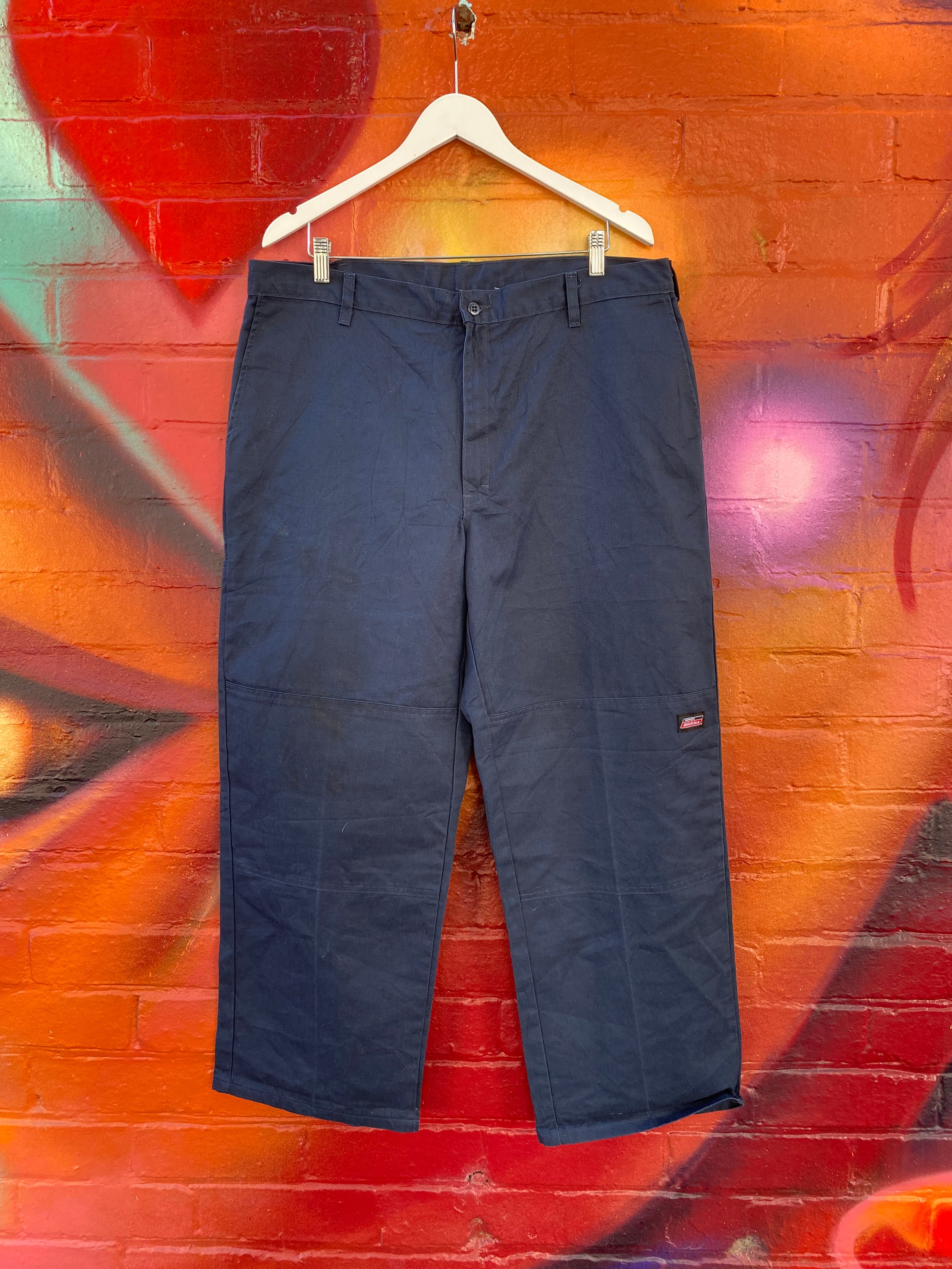 [38] Dickies Navy Double Knee Work Pants D129