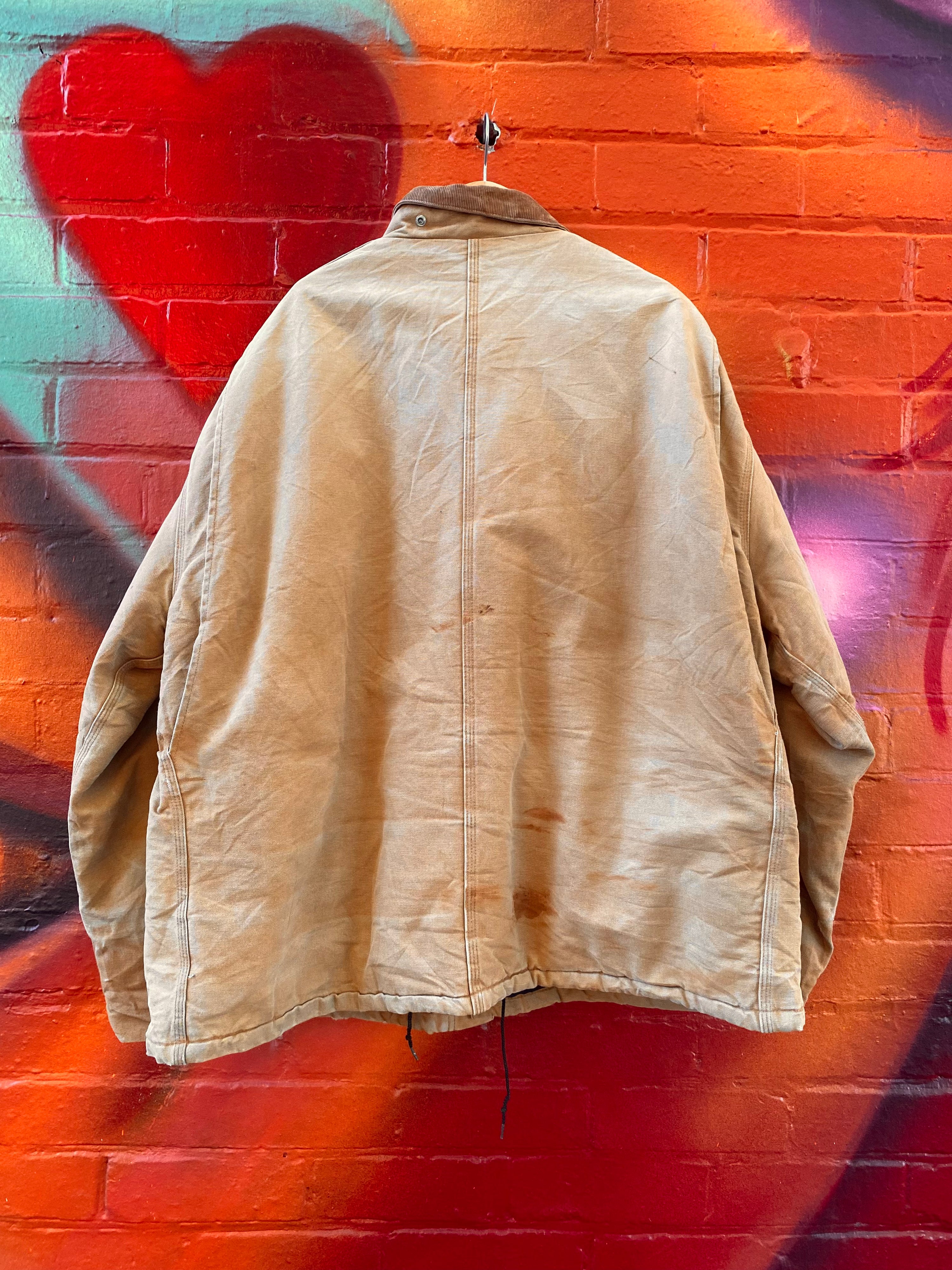 2XL - Carhartt Tan Chore Jacket Splatter Marks