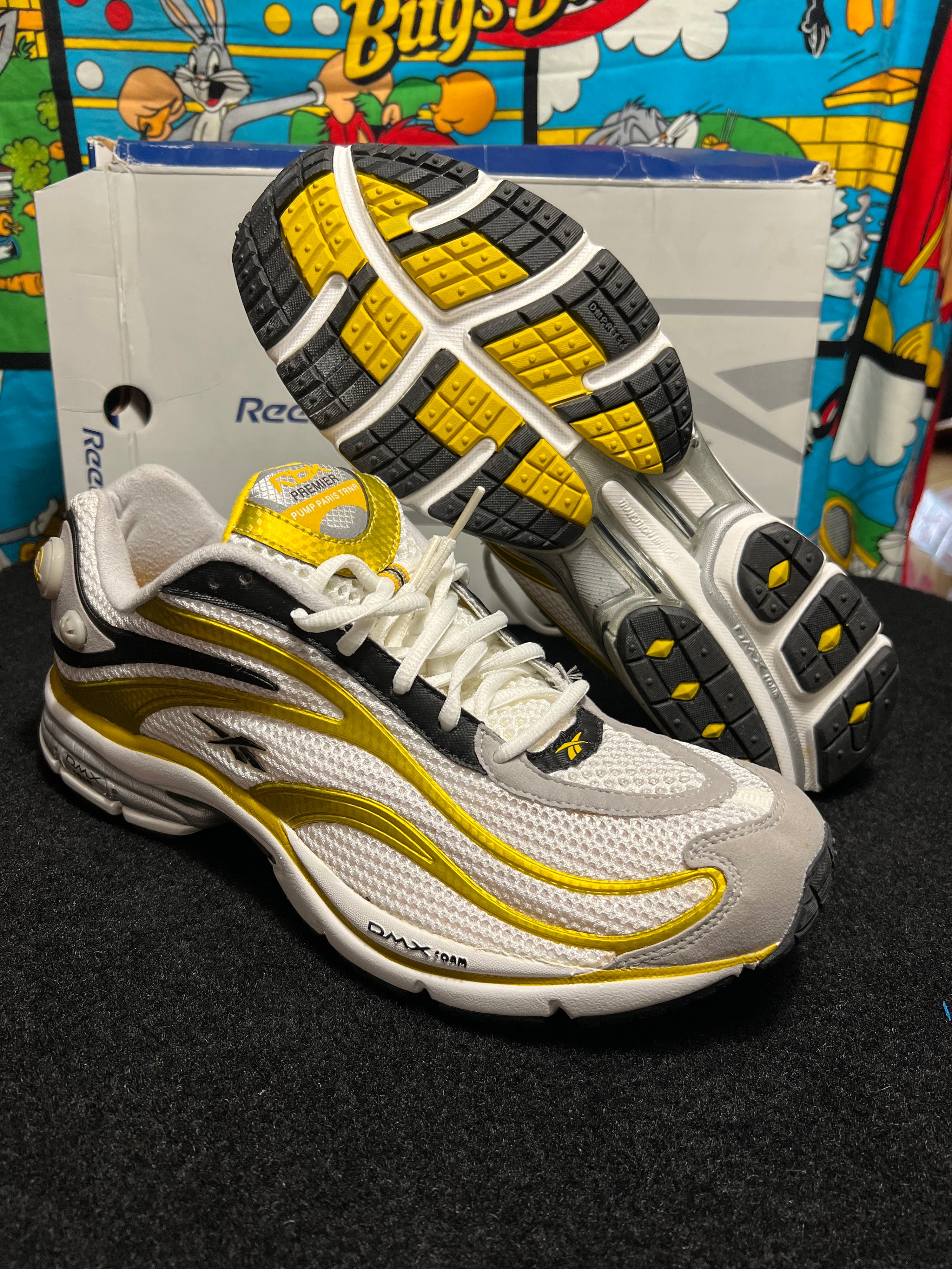 US12 - Reebok Pump Paris Trainer White/Gold NEW 1-161927