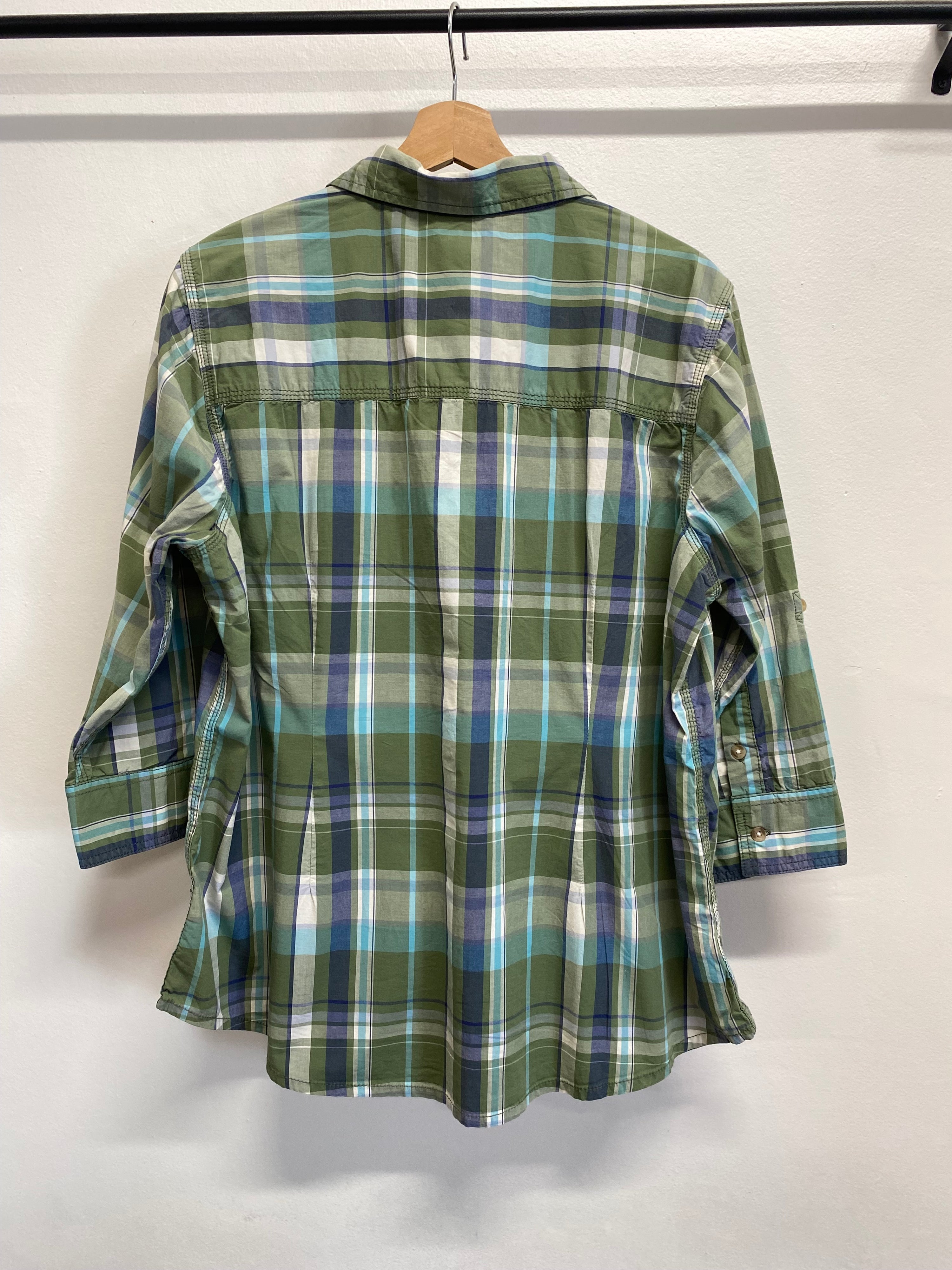 L - Carhartt Green Plaid 3/4 Sleeve Button-up