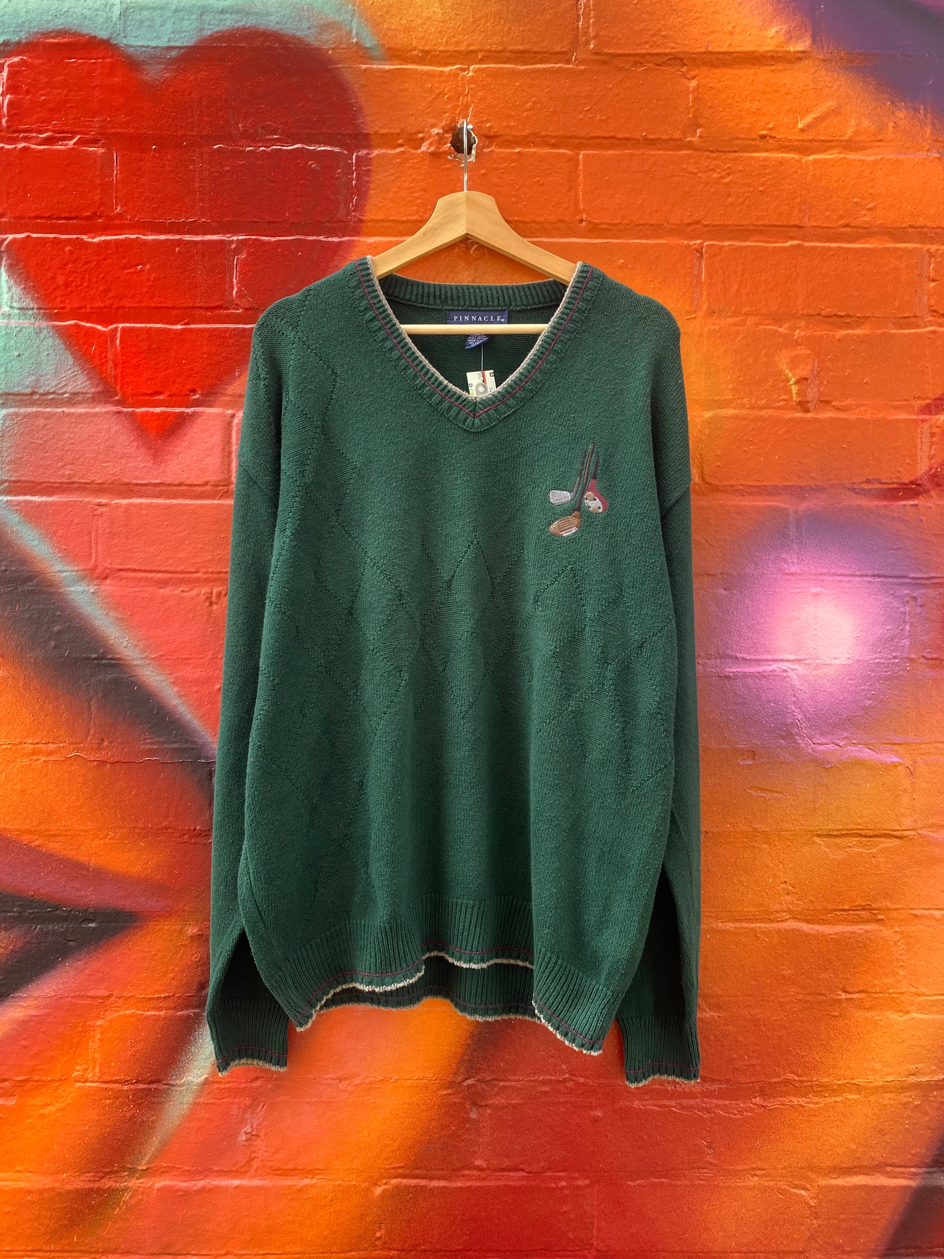 [L] Pinnacle Golf Club Green Knit Sweater