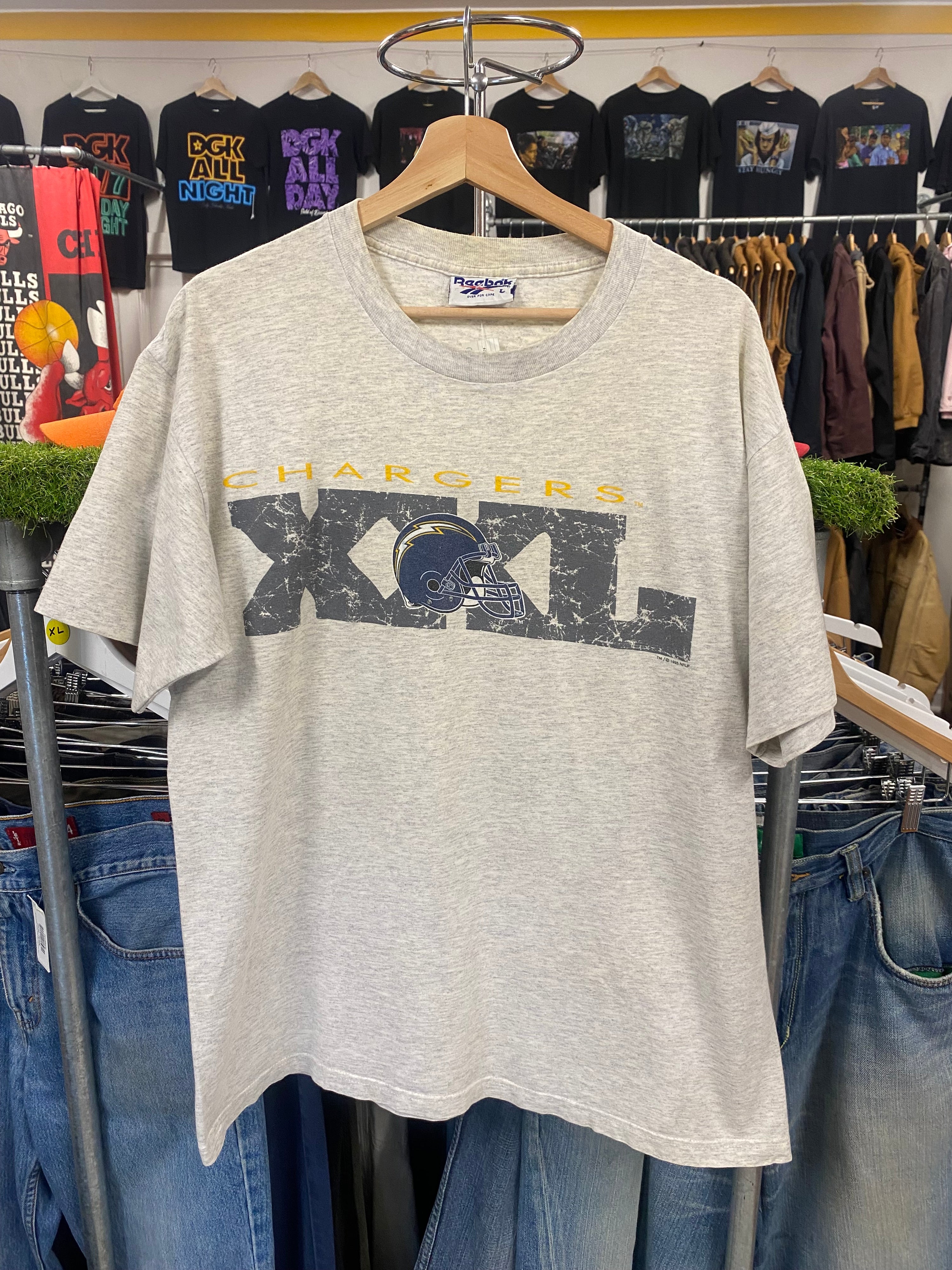 [L] 1995 Chargers x Reebok Grey Tshirt