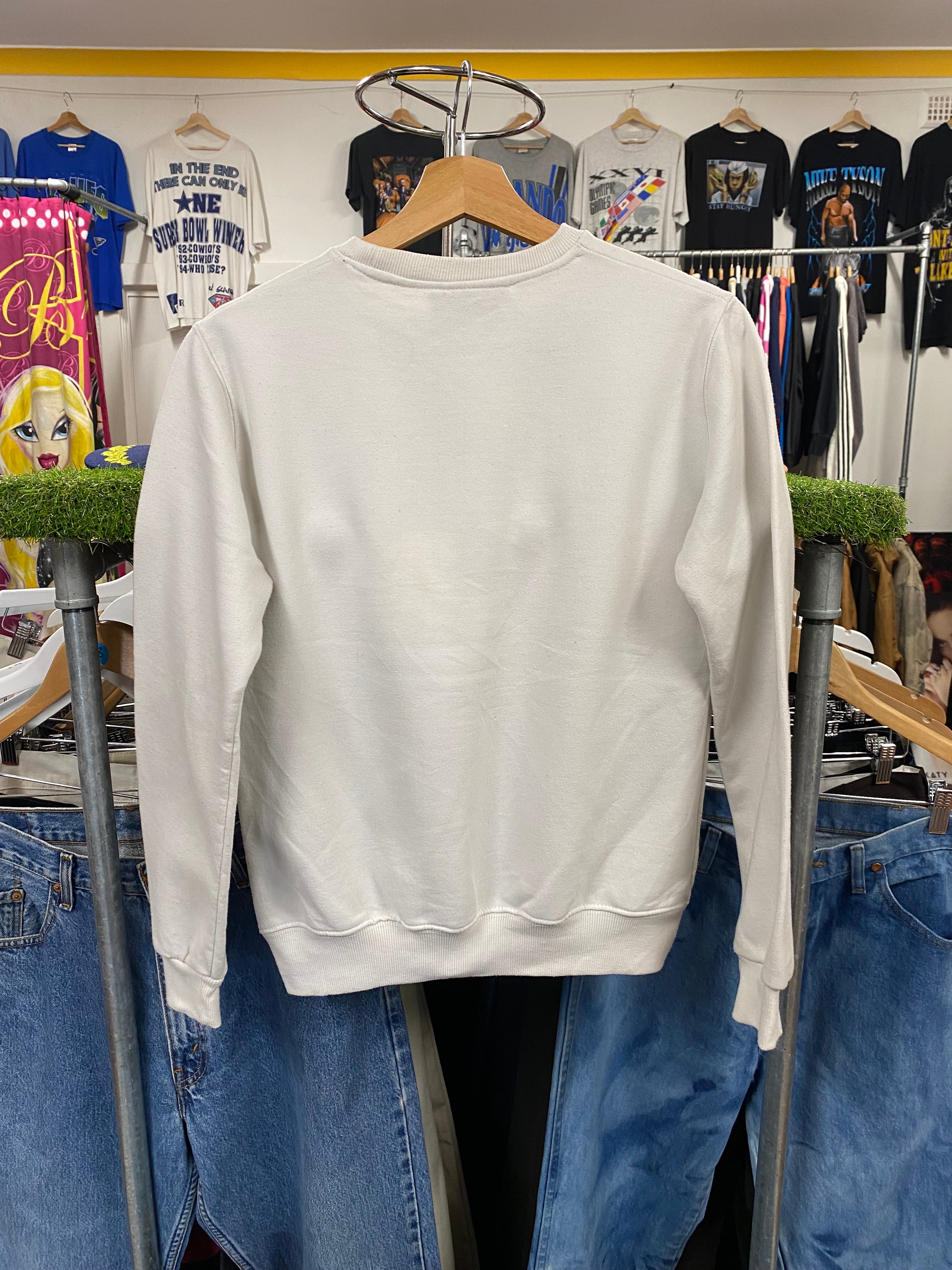 [S] Tommy Jeans White Embroidered Logo Jumper