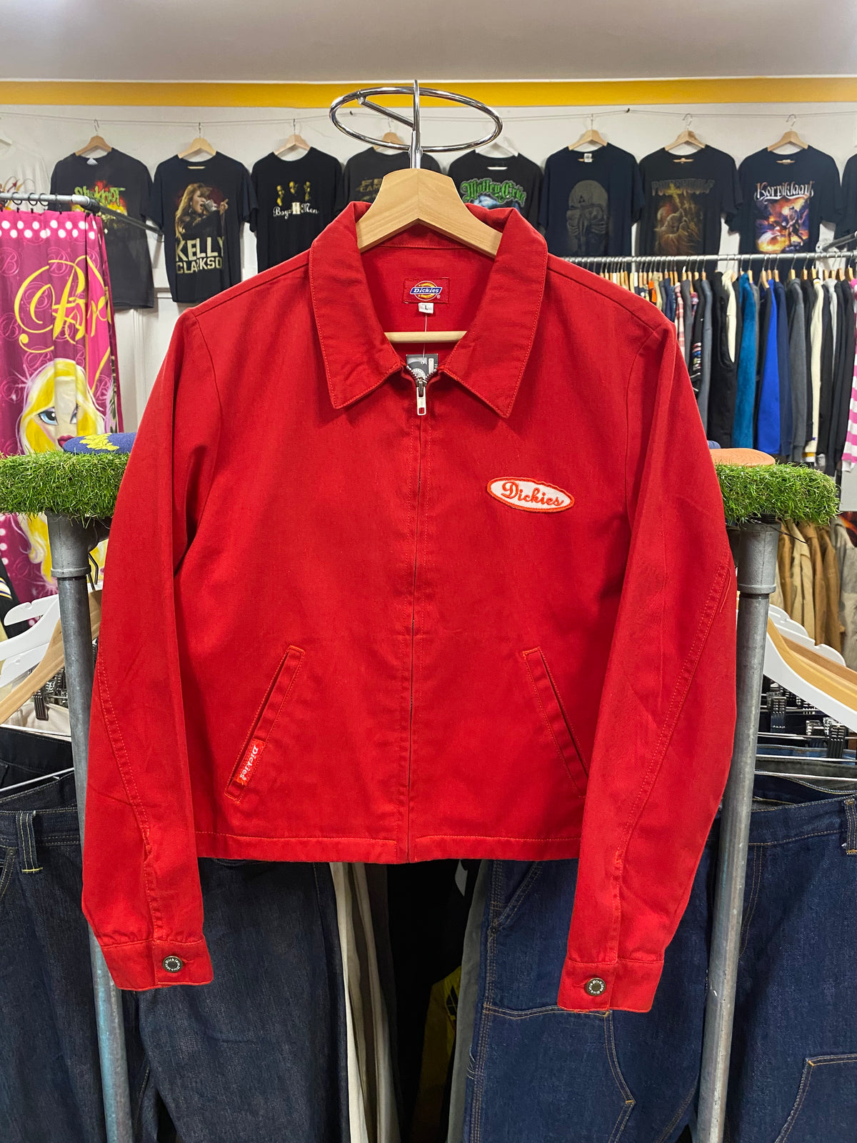 [XS] Dickies Red Cropped Zip Up Jacket