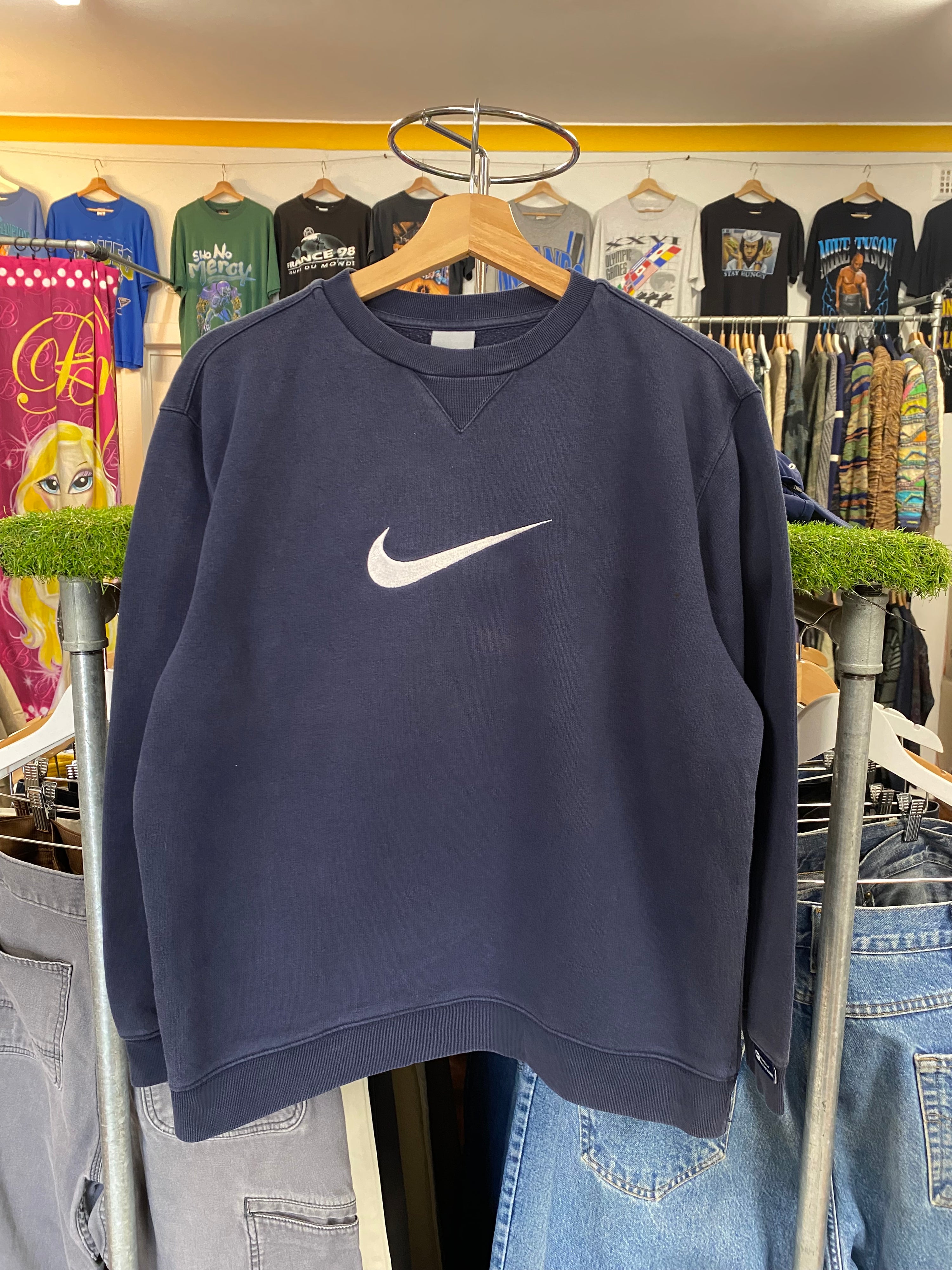 [L] Nike Embroidered Tick Dark Blue Jumper