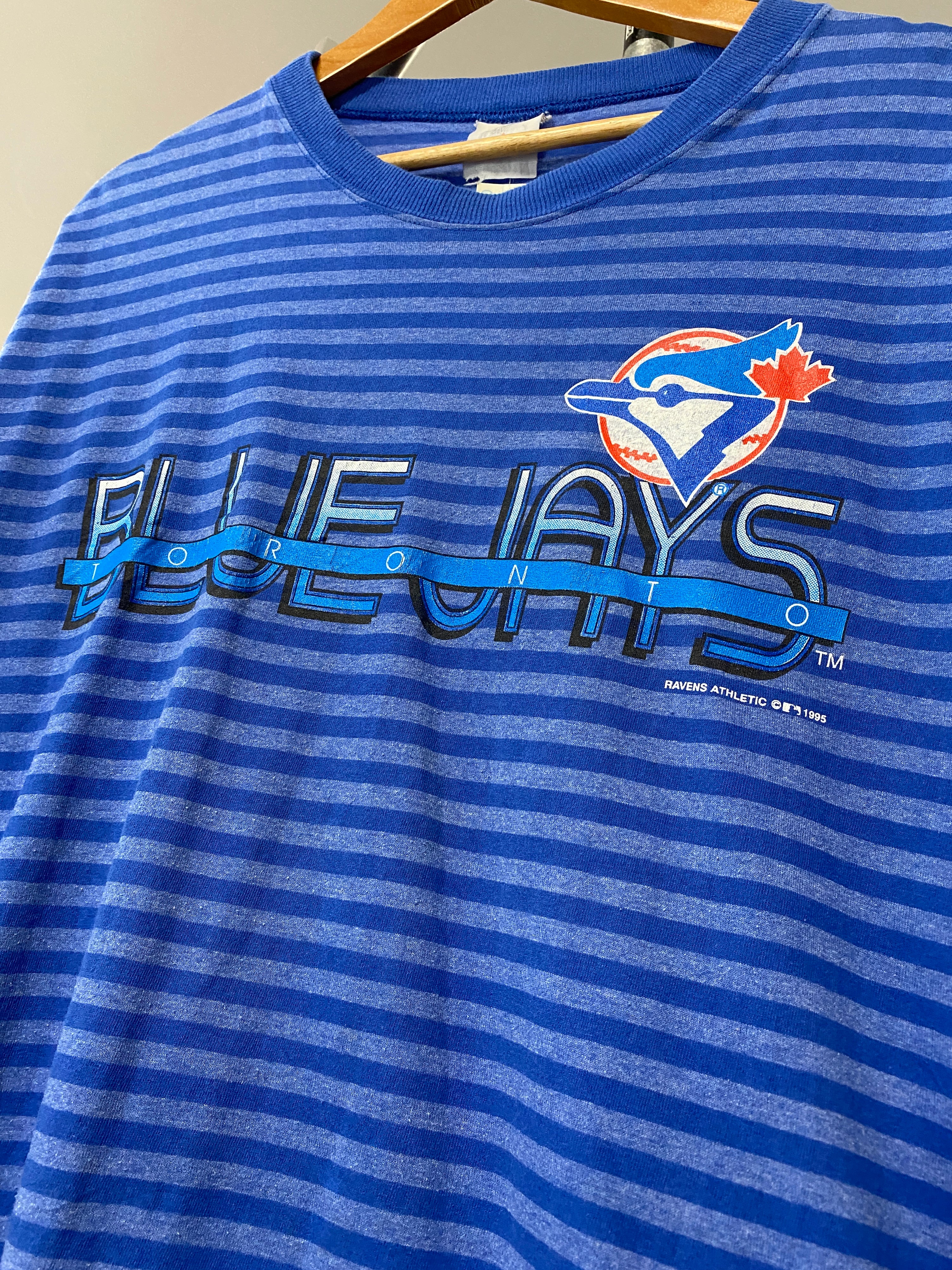 XL - 1995 Toronto Blue Jays Striped Blue Tee