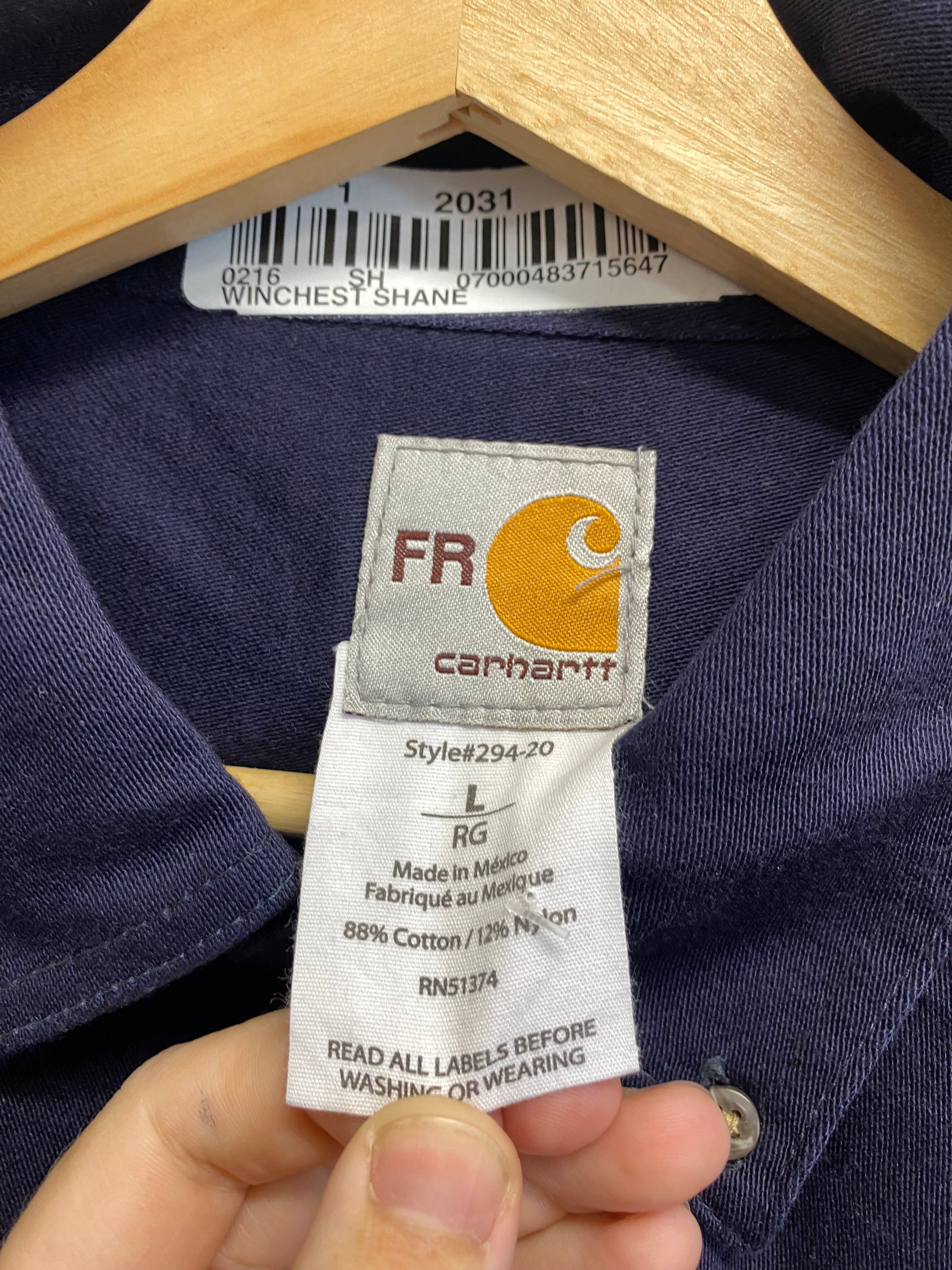 L - Carhartt FR Navy LS Button-up 'Shane'