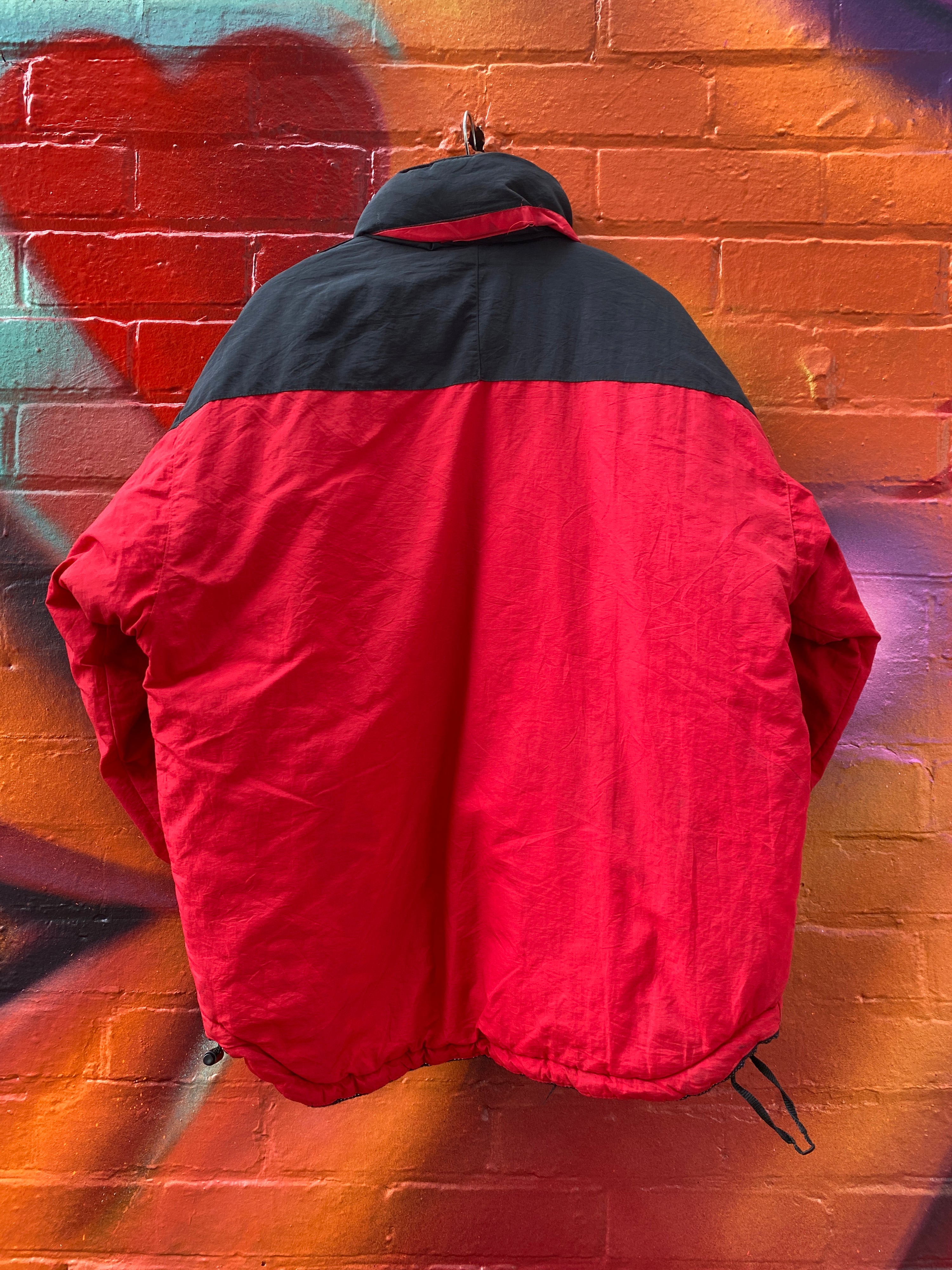 M - Vintage Starter Snow Jacket 1/2 Zip Red/Blk