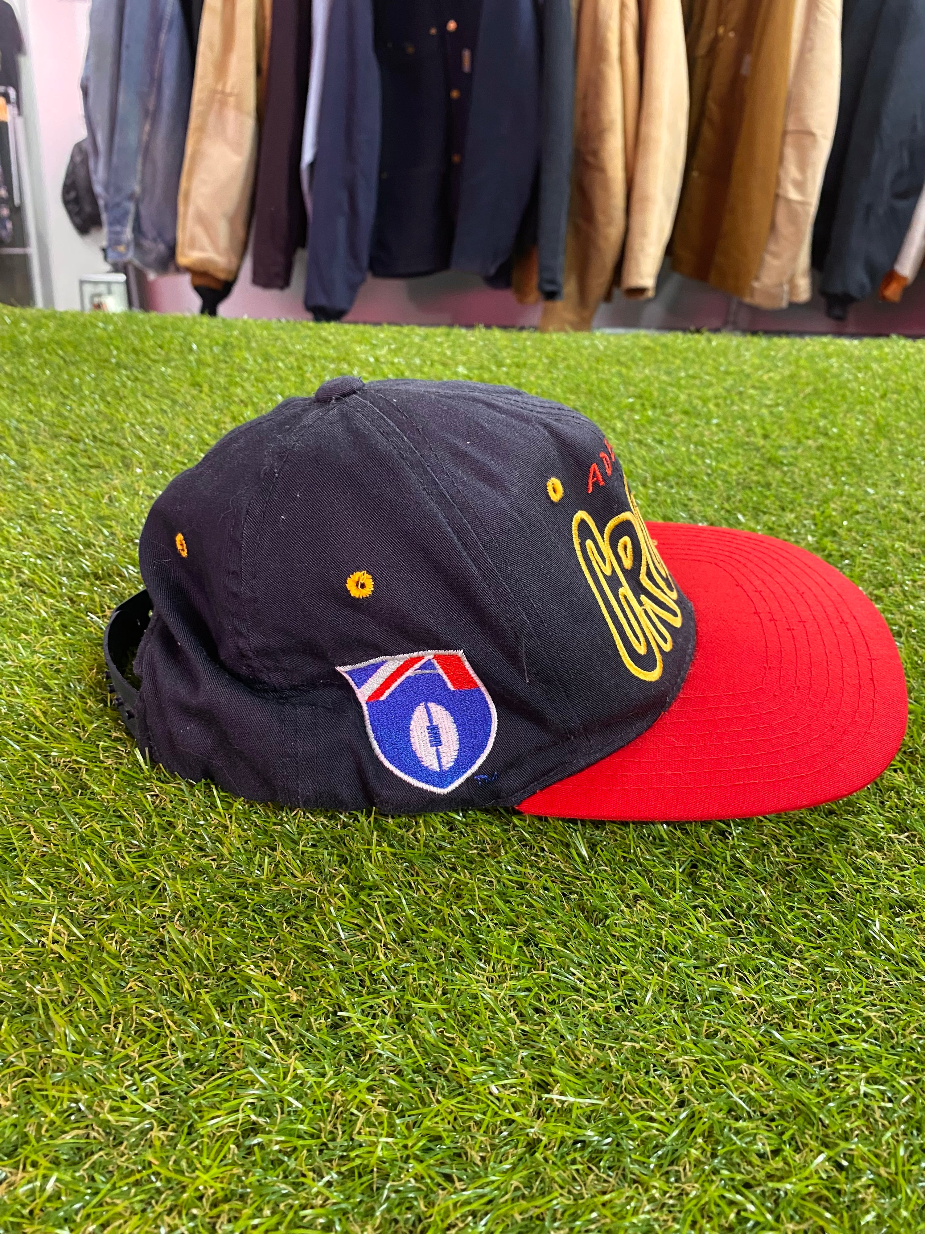 Vintage Adelaide Crows Starter Cap Red Brim w/ Side Patches