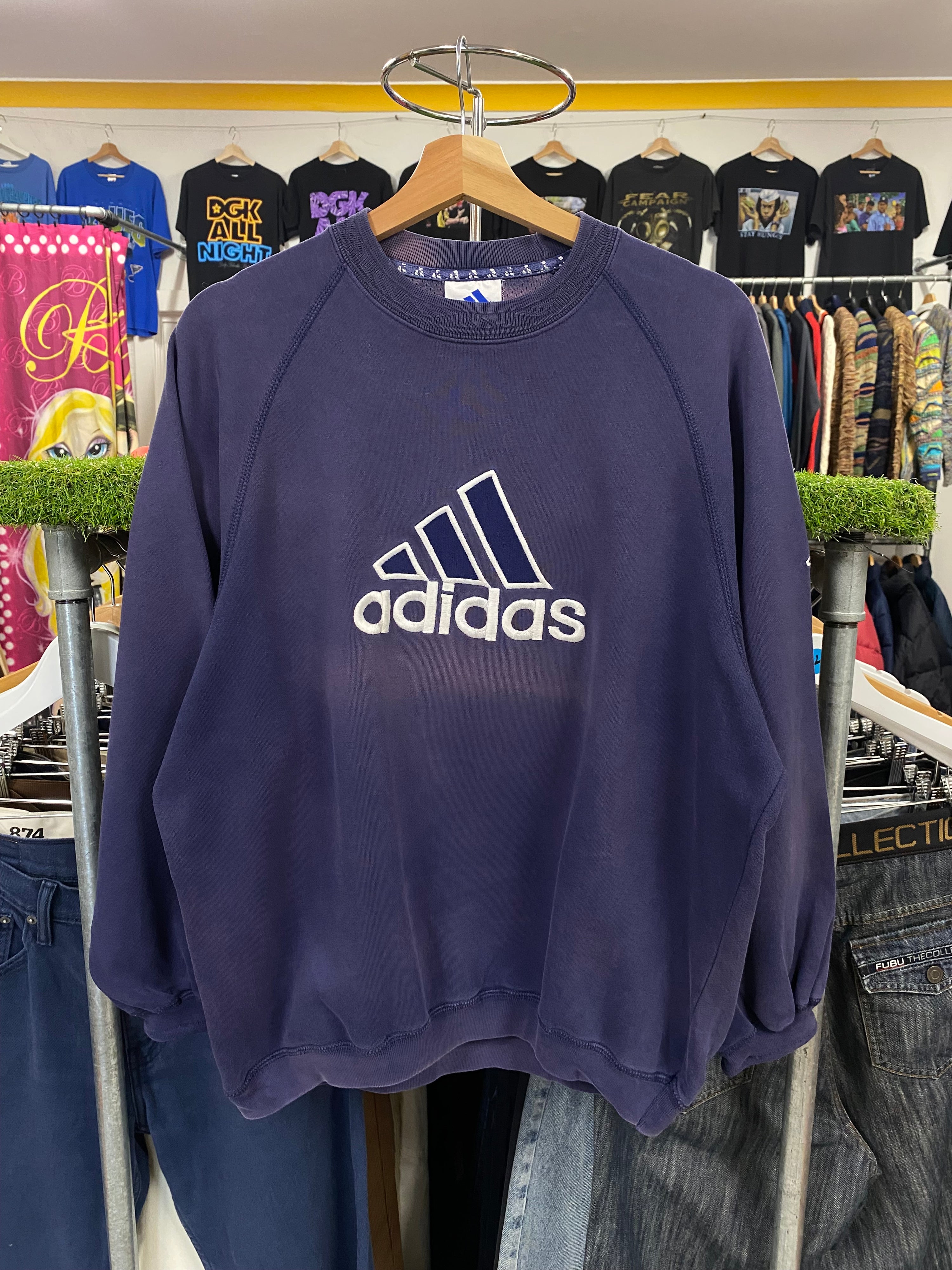 [M] Adidas Faded Navy Jumper Big Logo