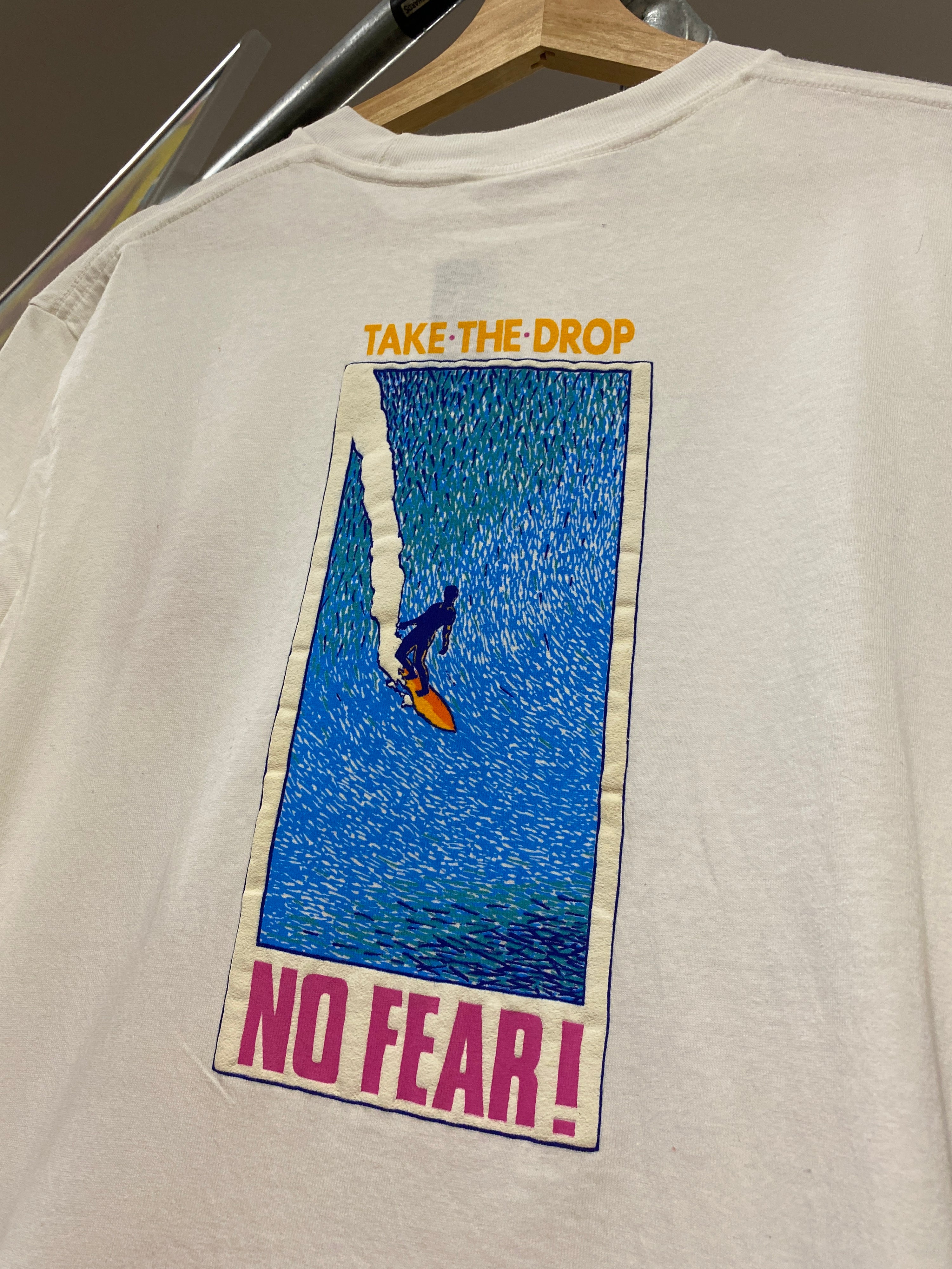 L - 1980s Rip Curl Take The Drop DS White Tee