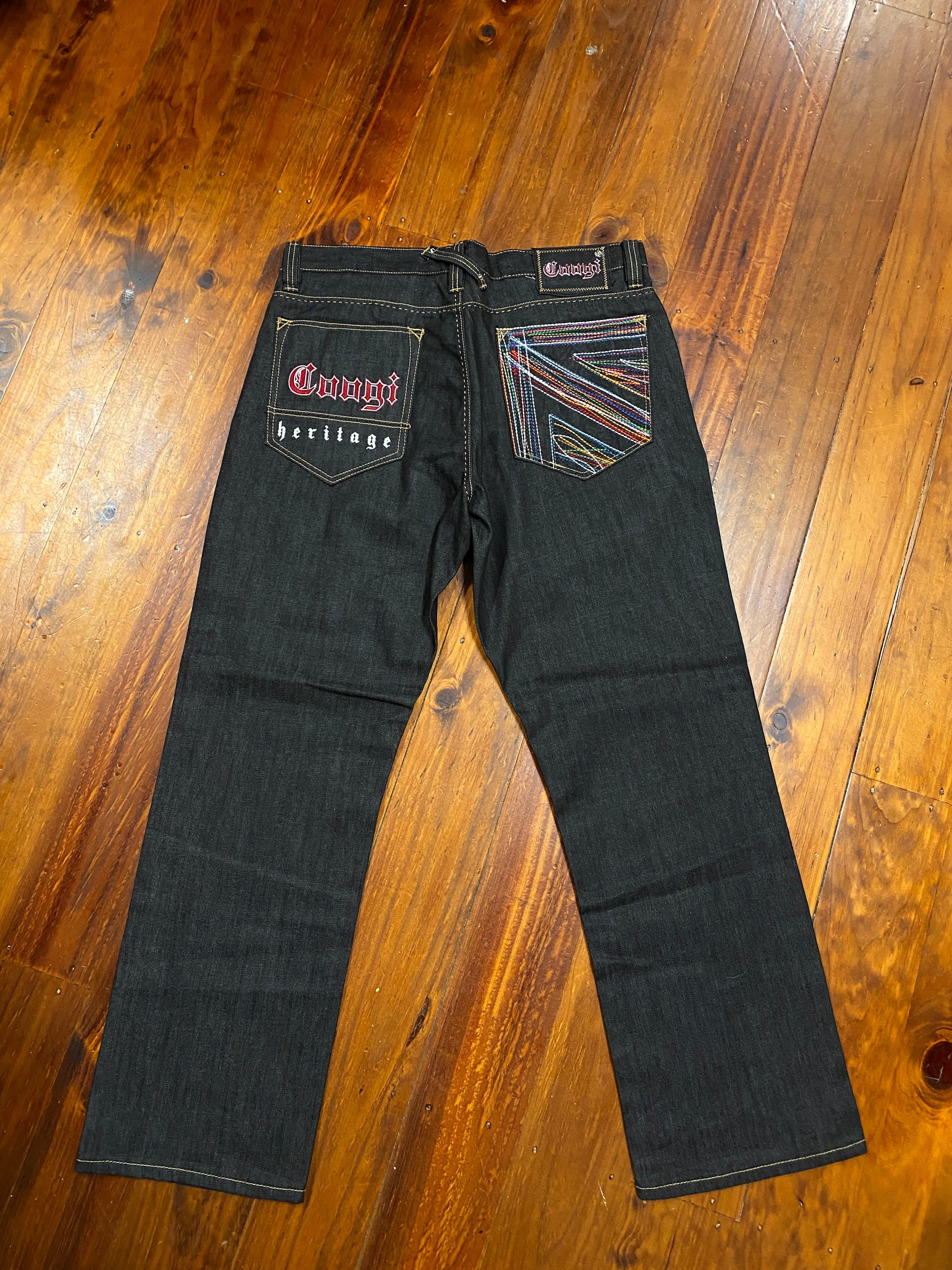 38 - Coogi Heritage Black Denim Baggy Jeans 38x34