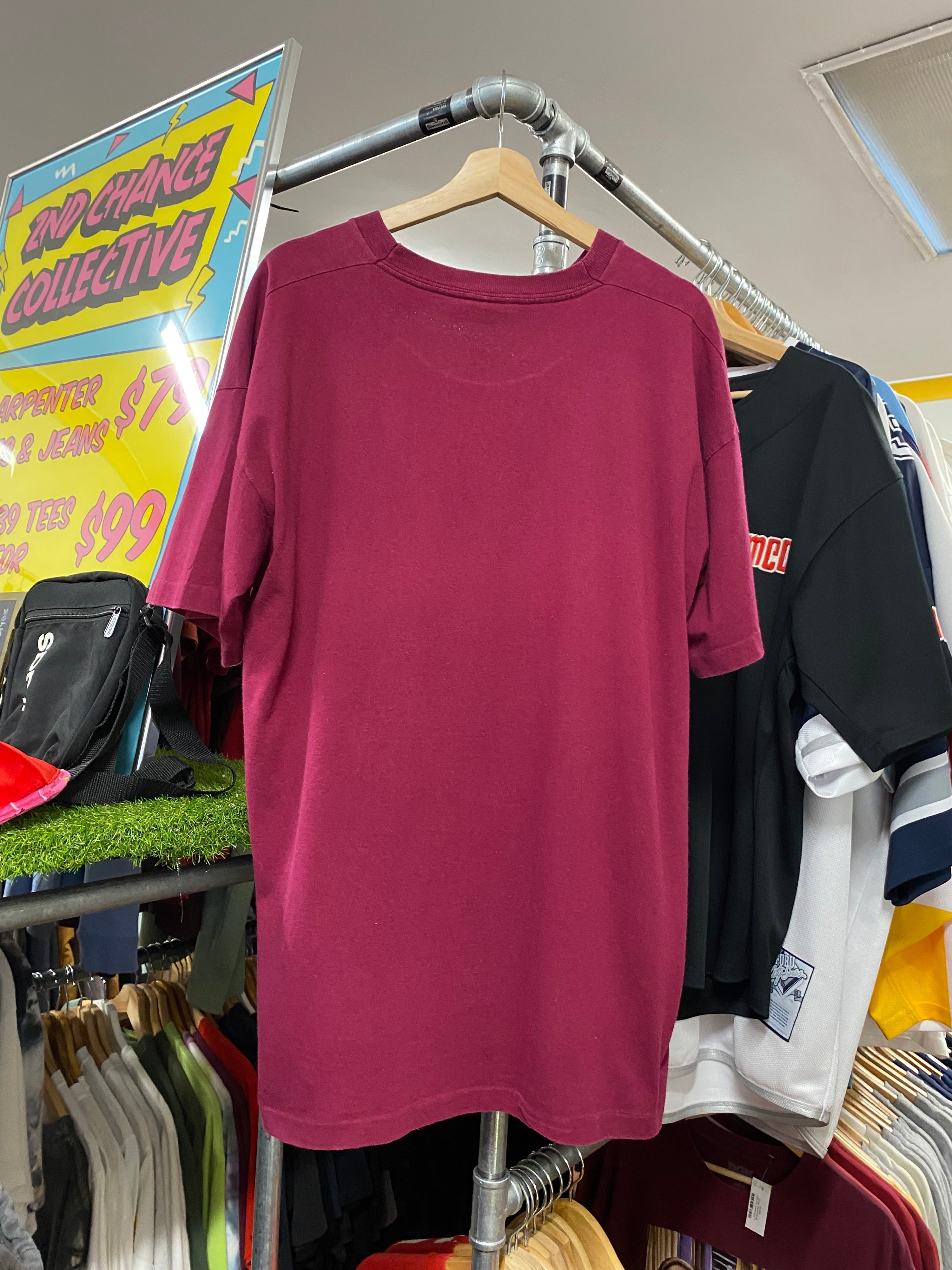 L - 1990s Nike Big Centre Tick Maroon Tee