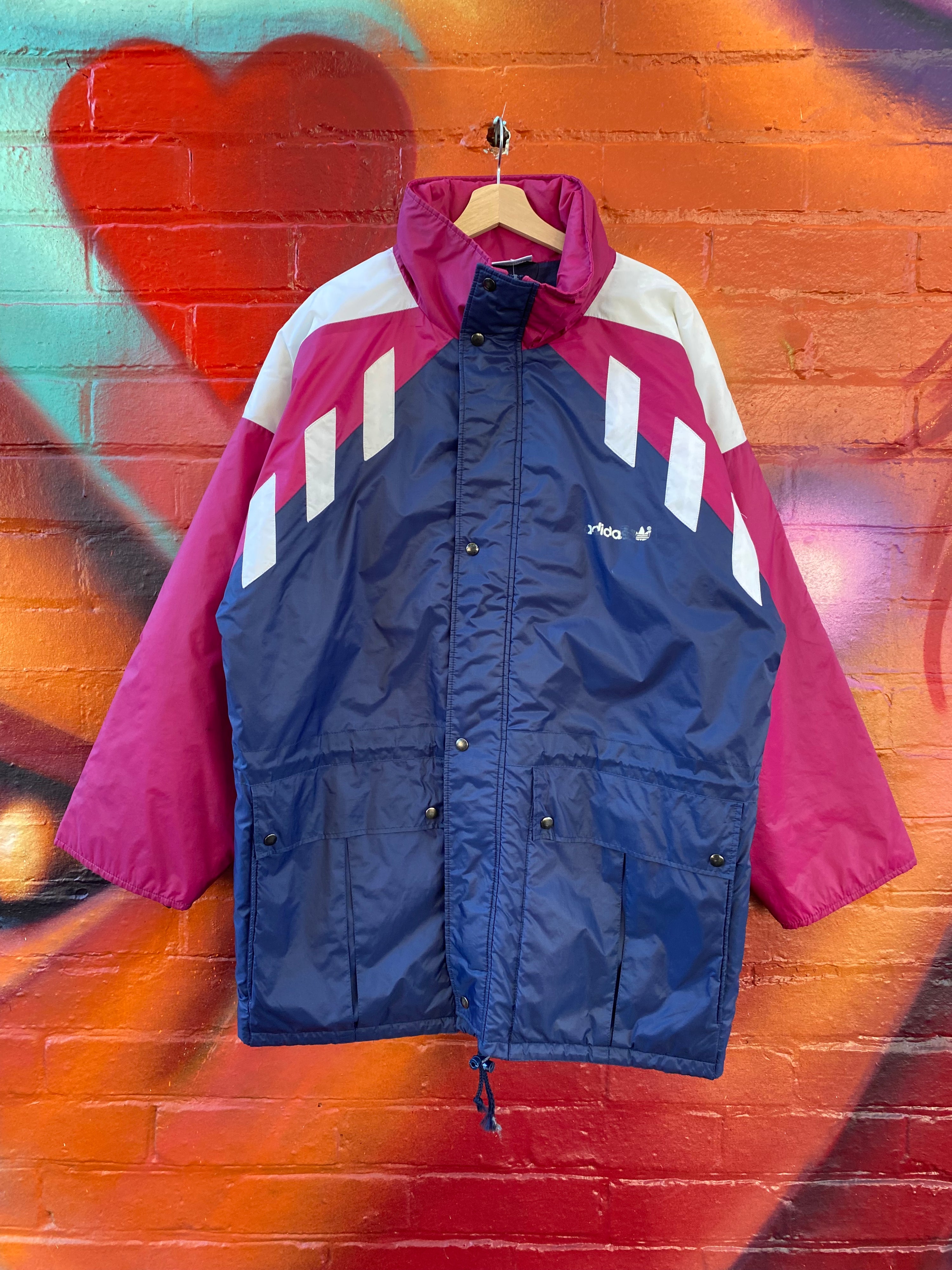 [2XL] Adidas Pink/Navy/White Winter Coat