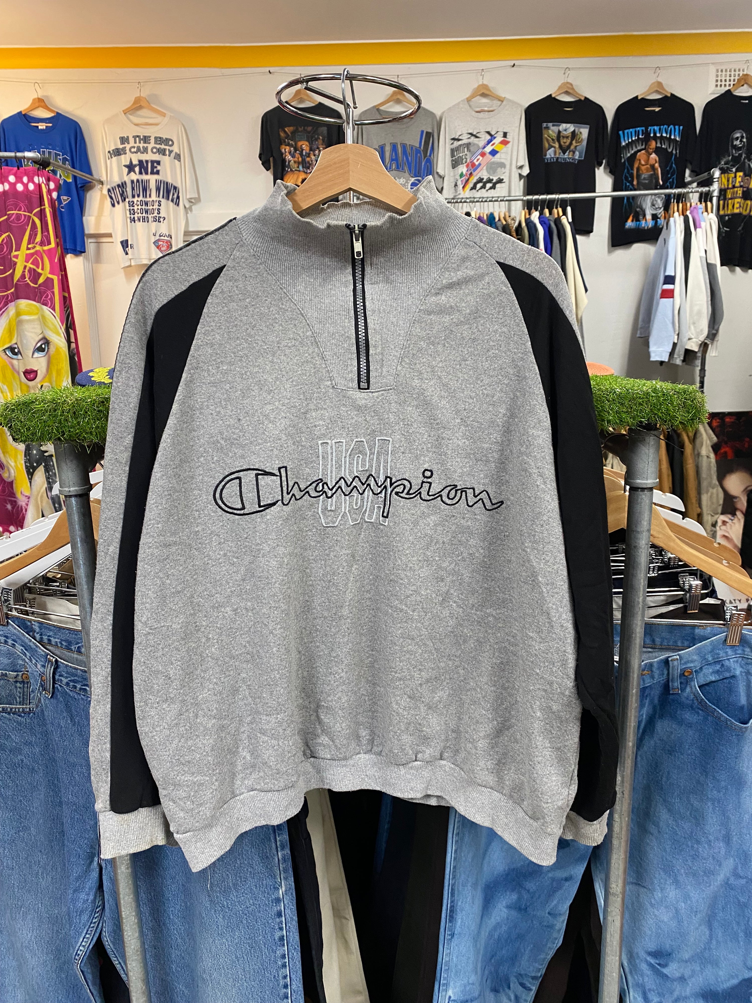 [M] Champion USA Grey 1/4 Zip