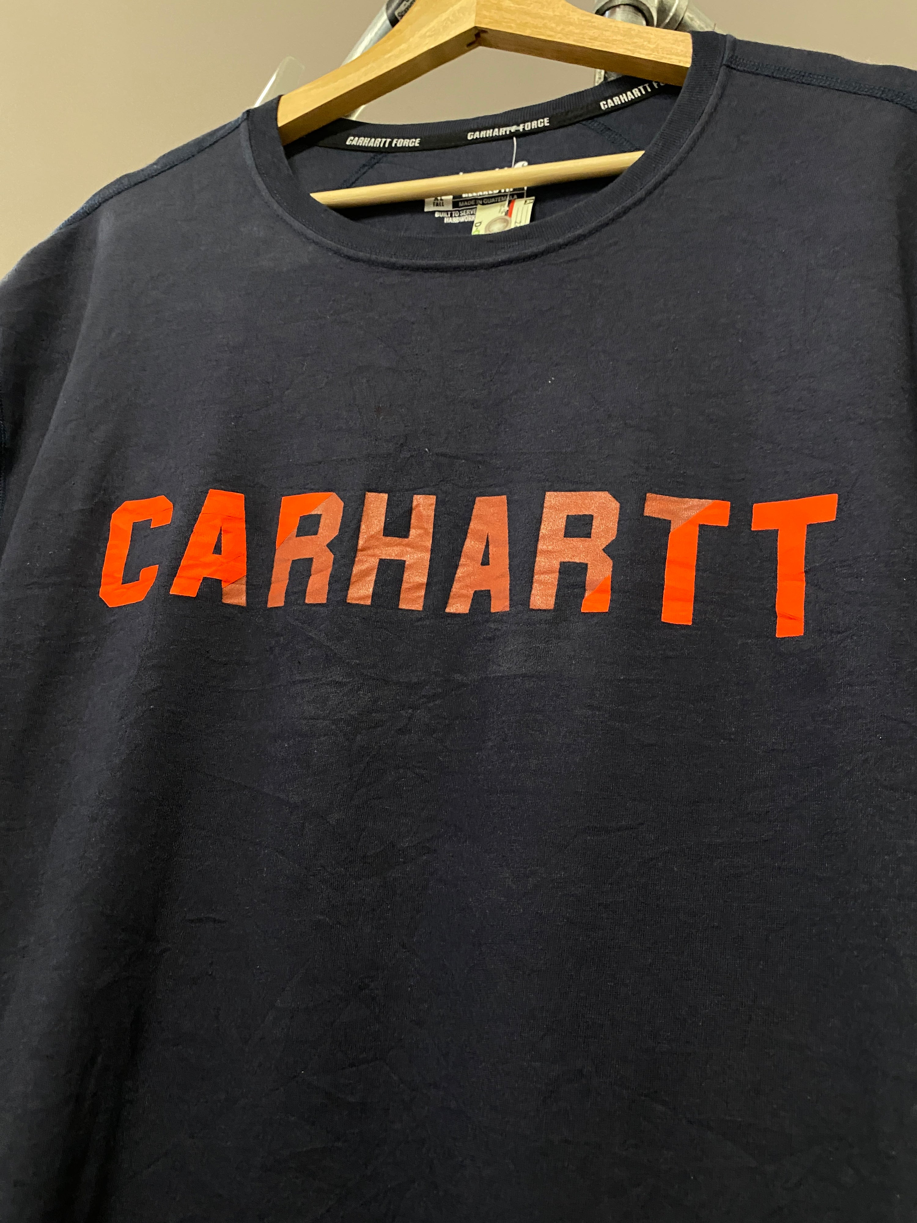 XL Tall - Carhartt Force Dark Blue Tee Split Red Spellout