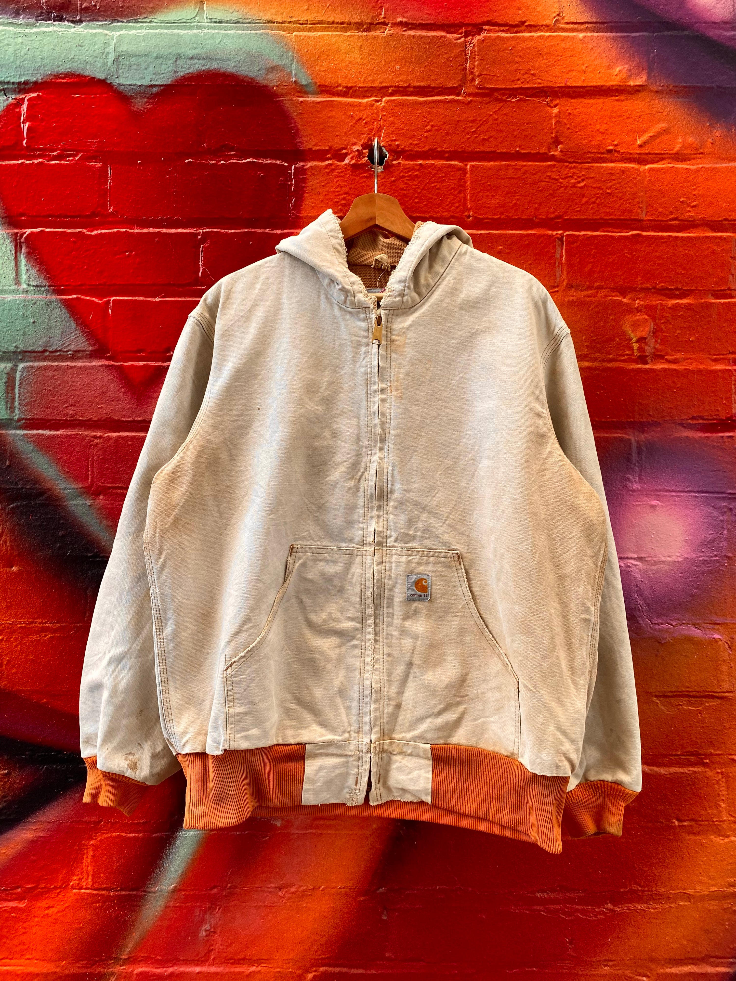 [M] Carhartt Faded Tan Active Jacket with Brown Cuffs