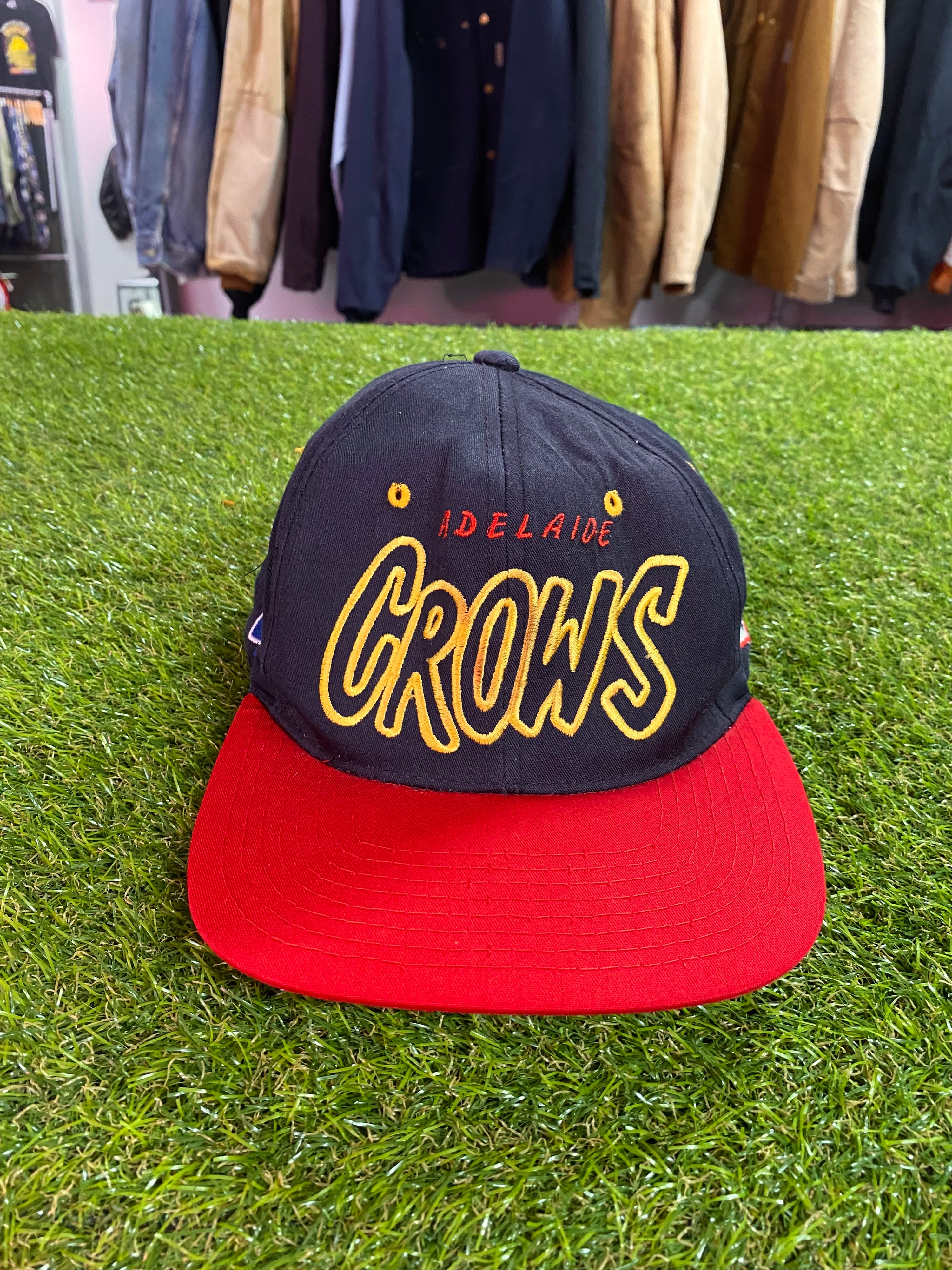 Vintage Adelaide Crows Starter Cap Red Brim w/ Side Patches