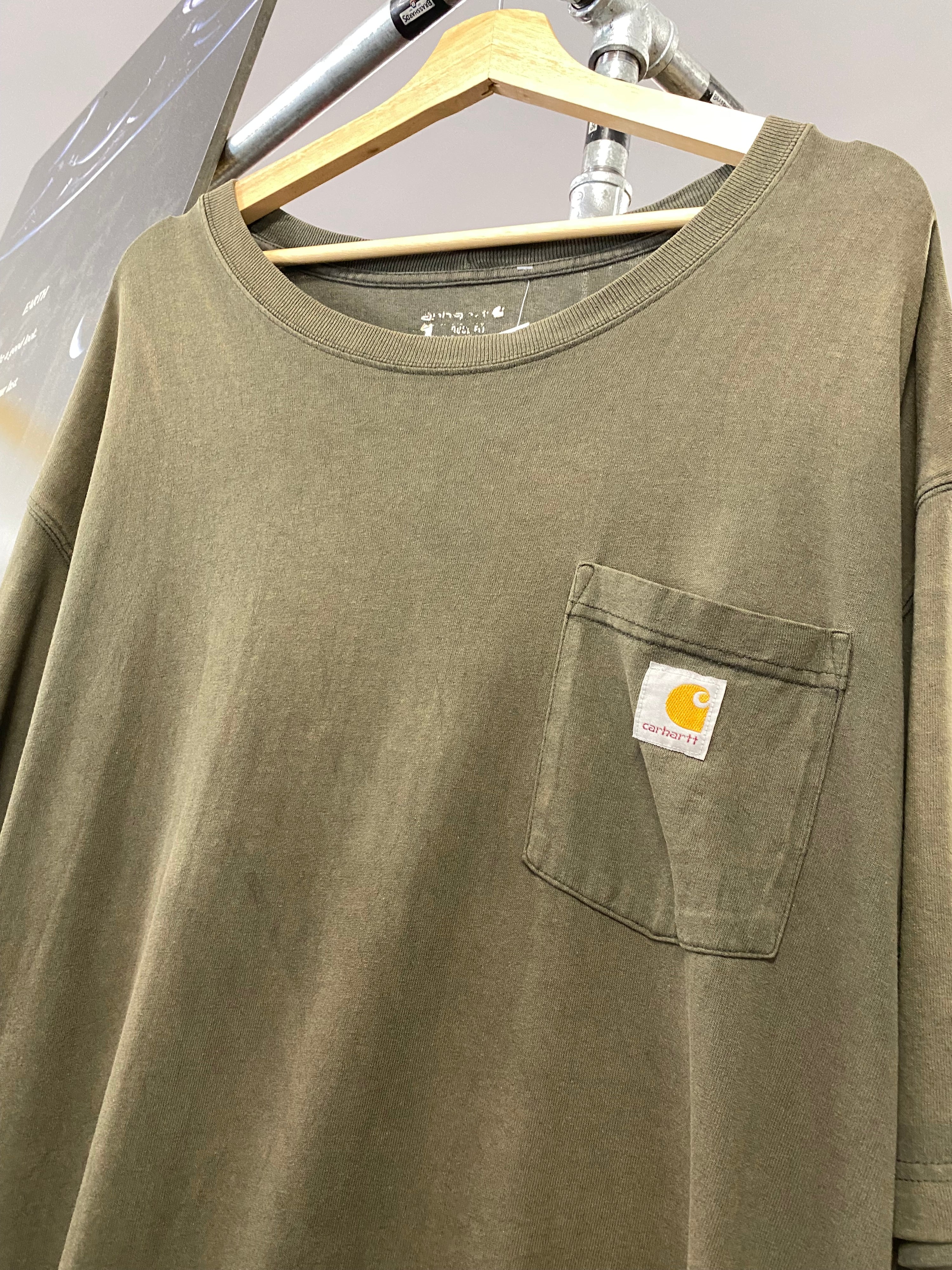 2XL - Olive Green Loose Fit Carhartt Pocket Tee