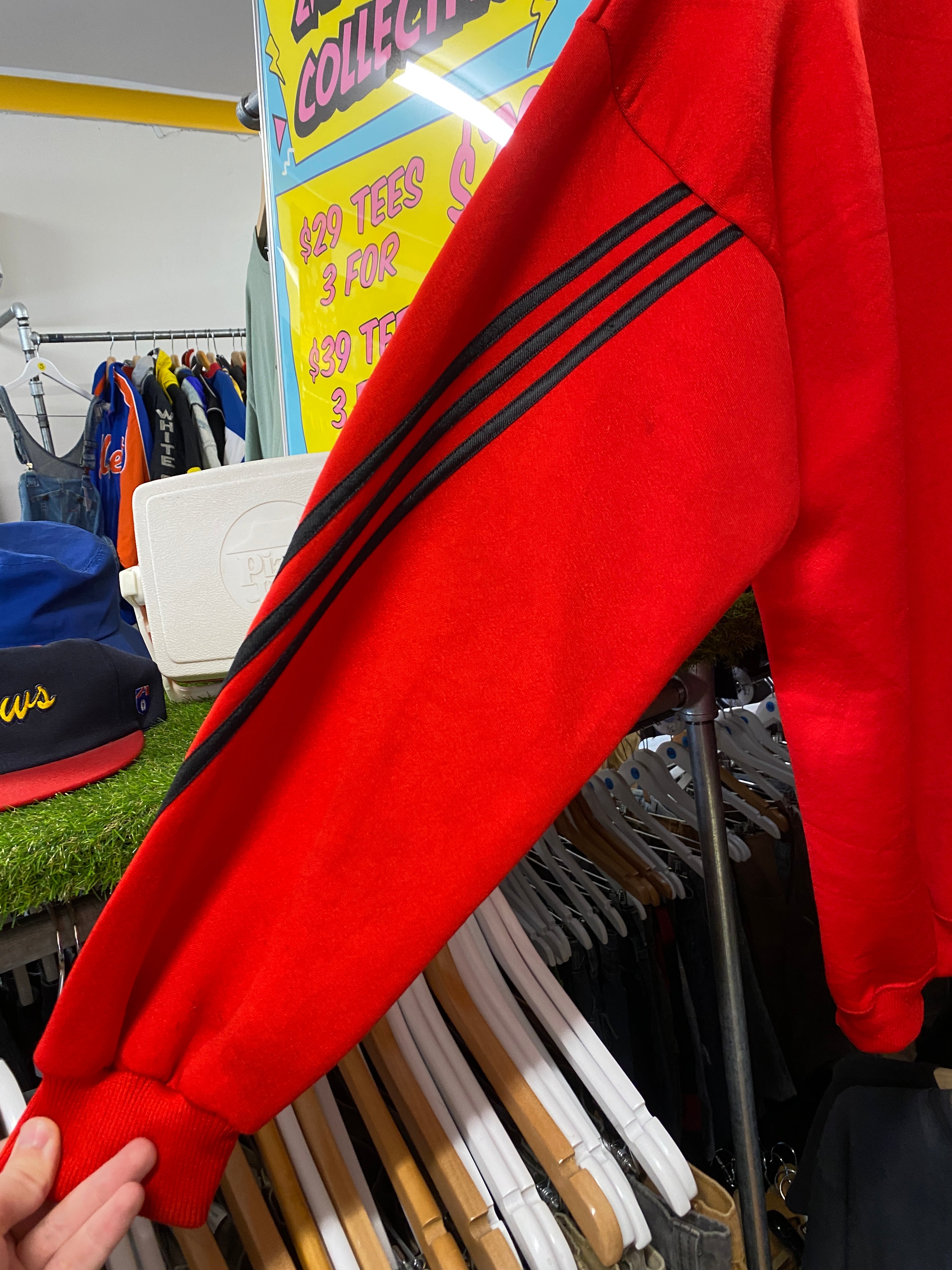 L - Vintage Adidas Red Jumper Yellow Logo