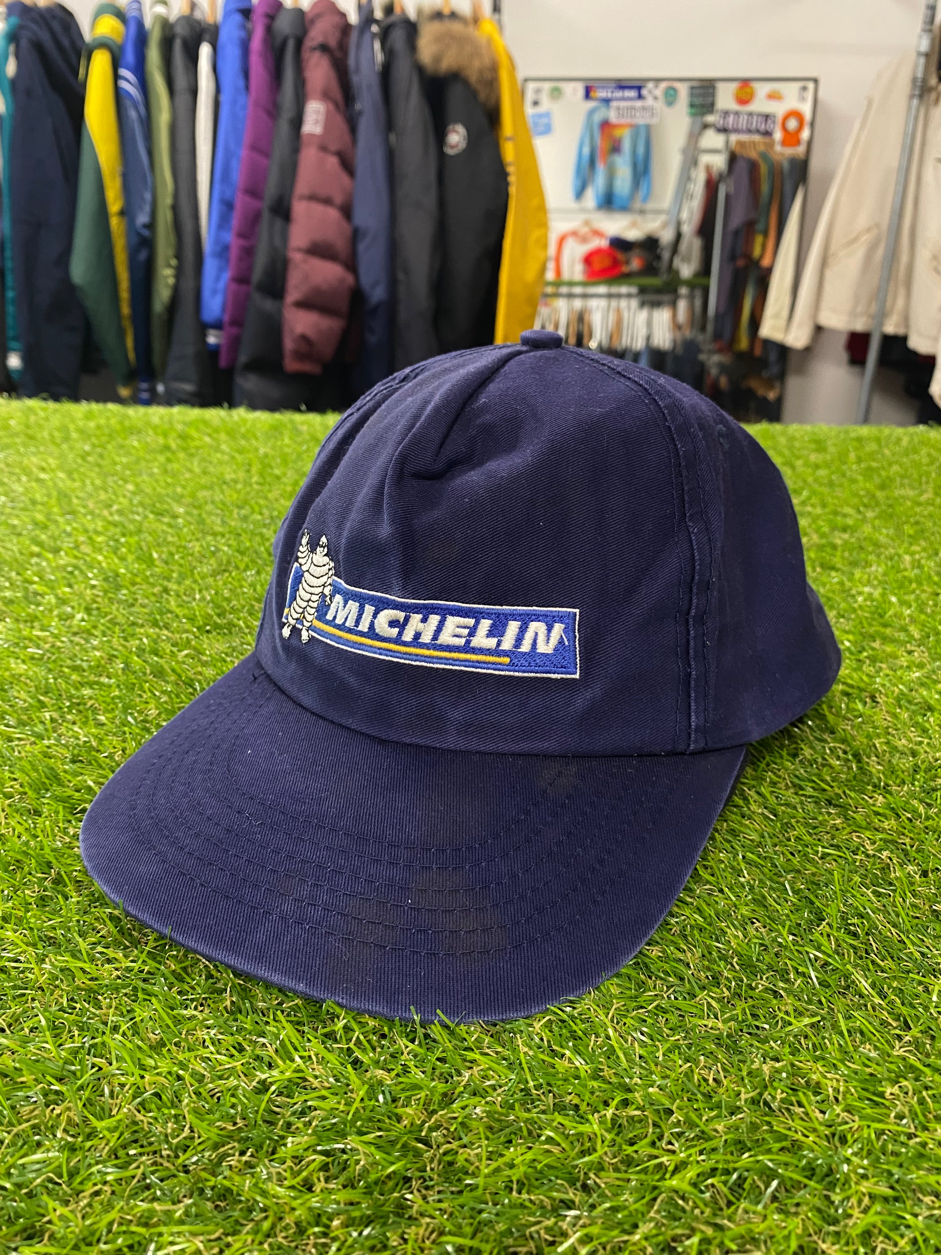 Vintage Embroidered Michelin Blue Hat