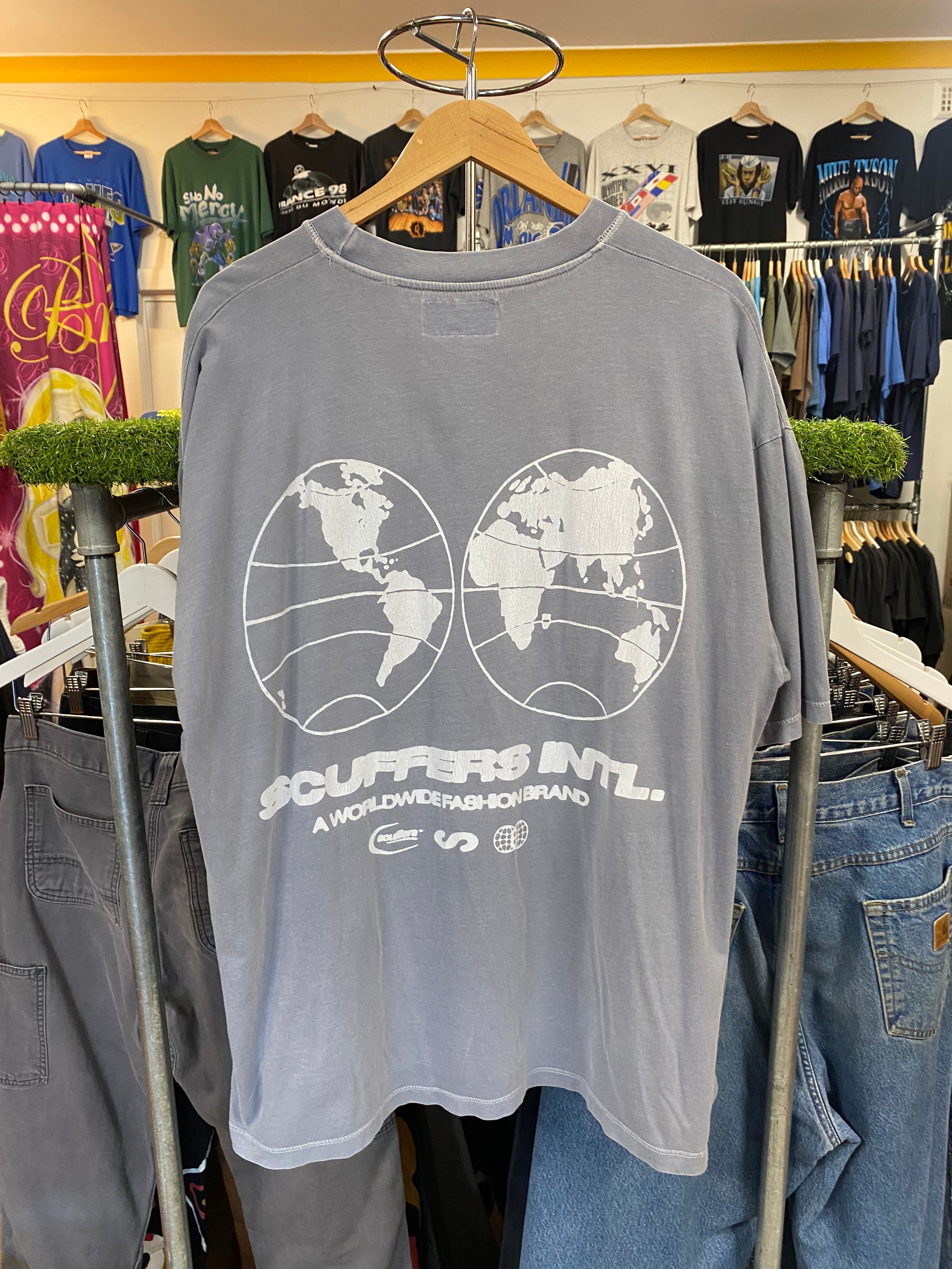 [XL] SCUFFERS Worldwide Double Sided Steel Blue Tshirt
