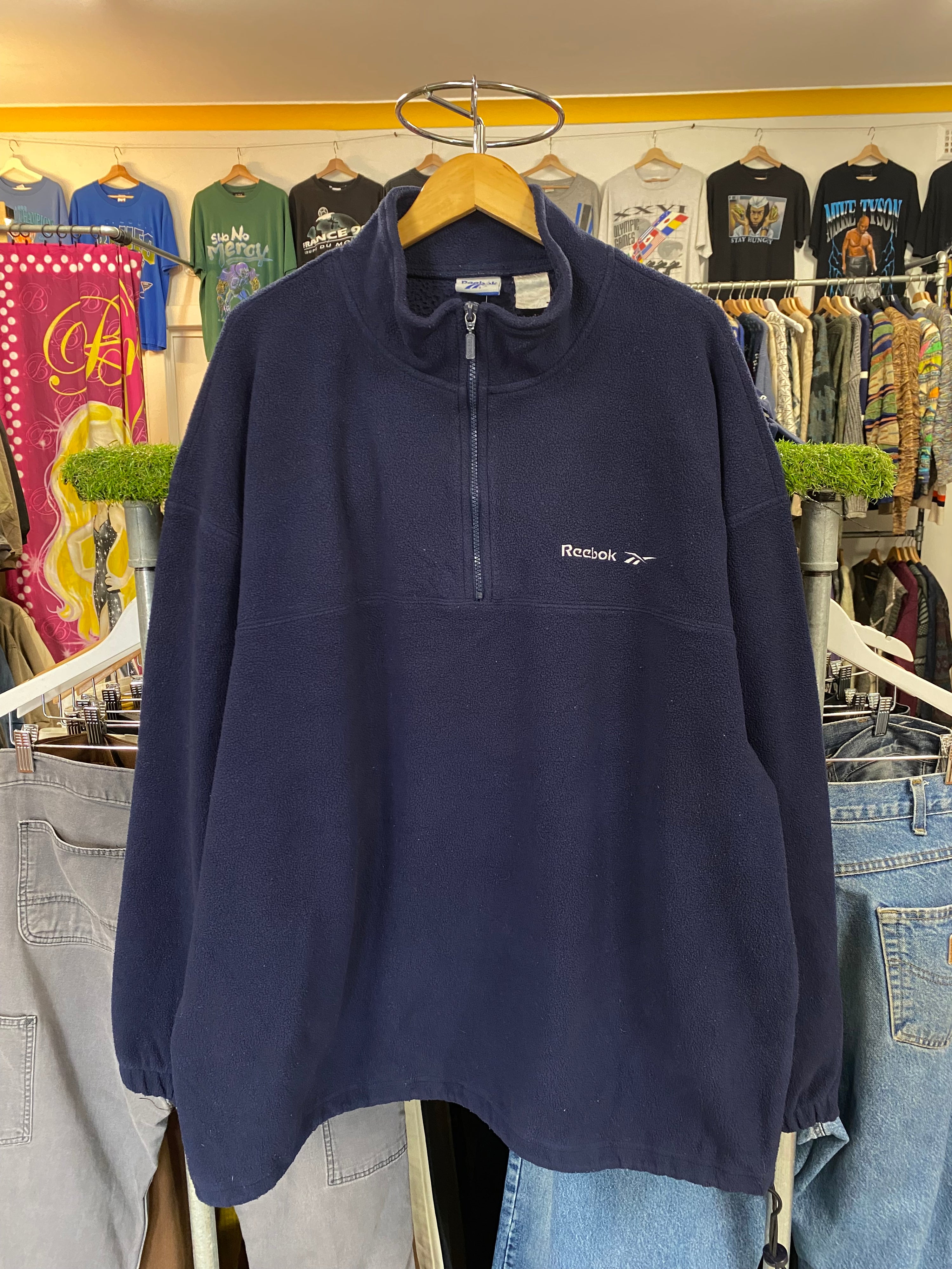 [XL] Vintage Reebok Blue 1/4 Zip Fleece