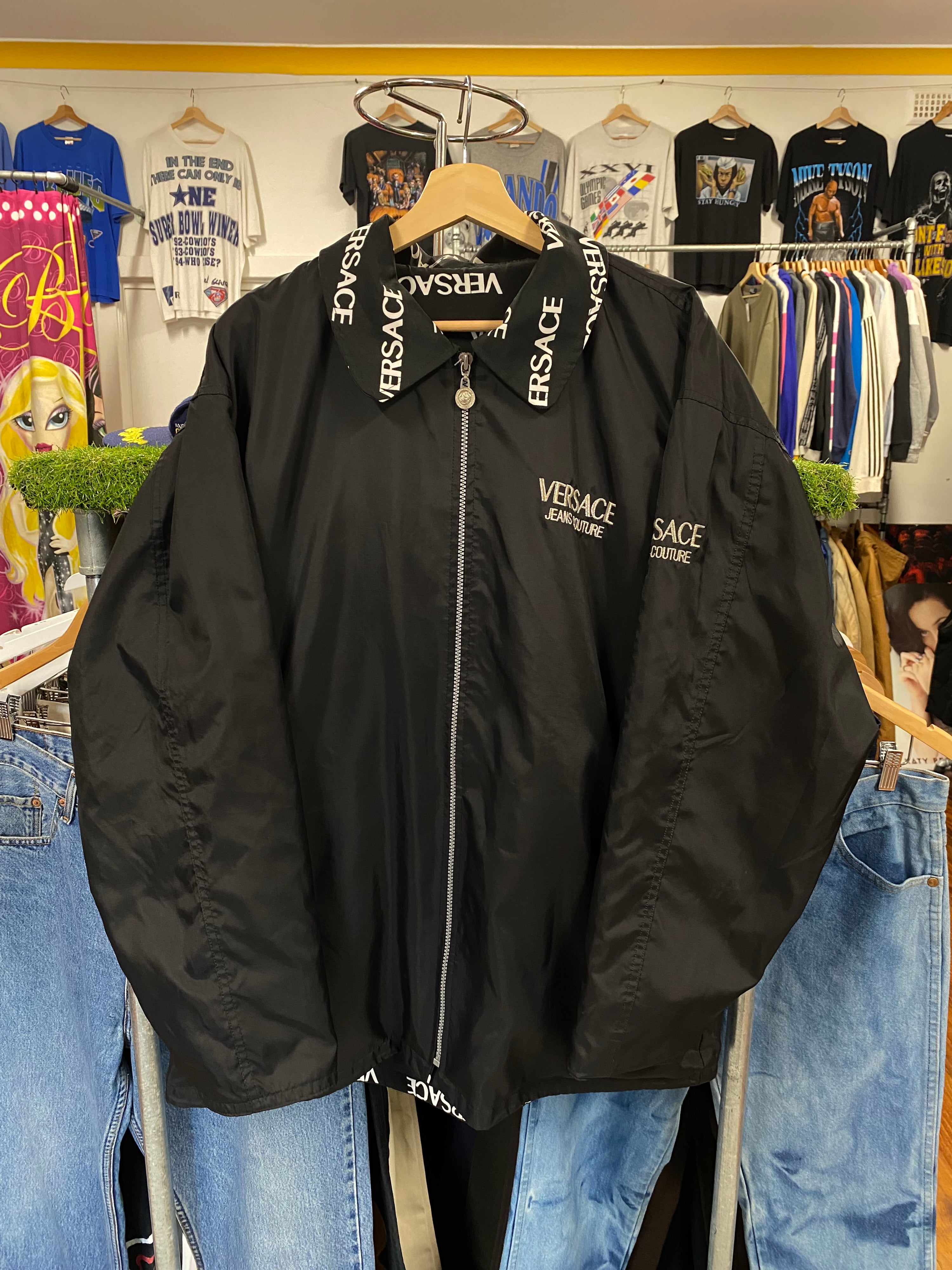 [XL] Bootleg Versace Black Zip-up Jacket