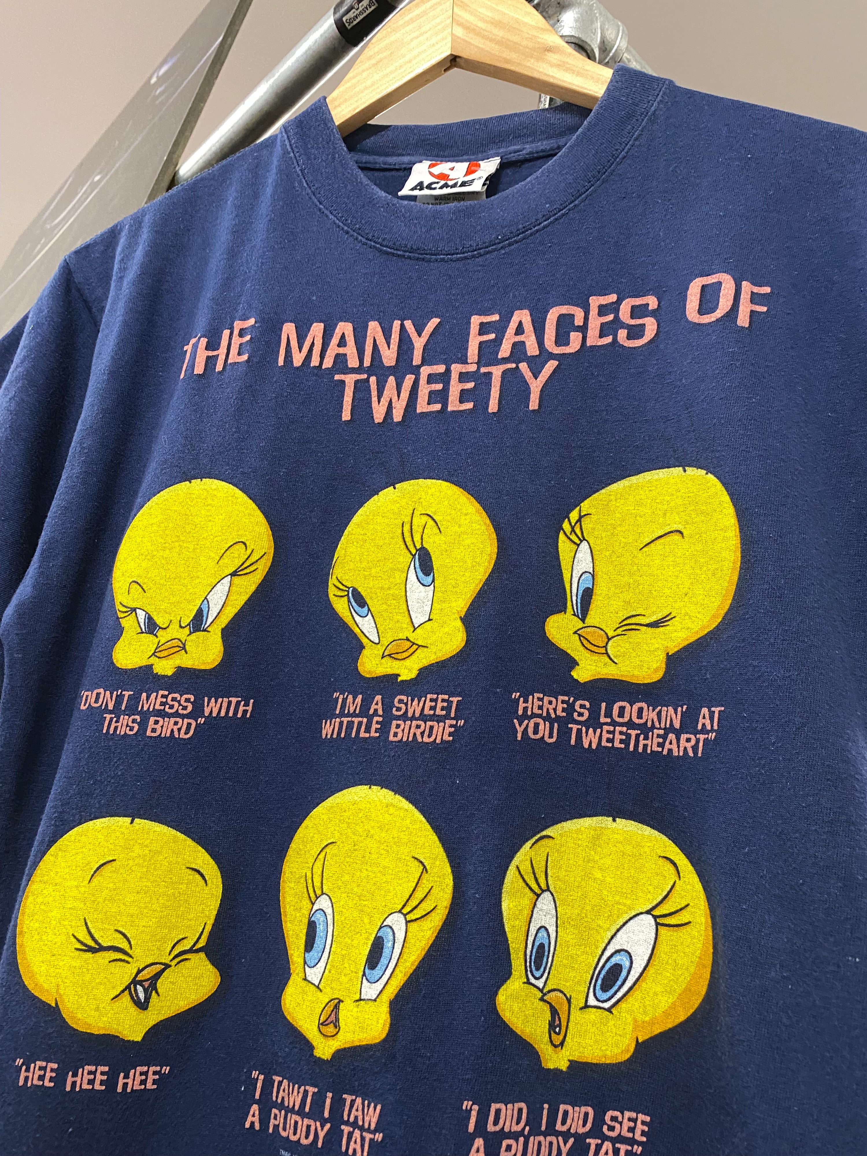 [S] 1997 The Many Faces Of Tweety Blue Tee