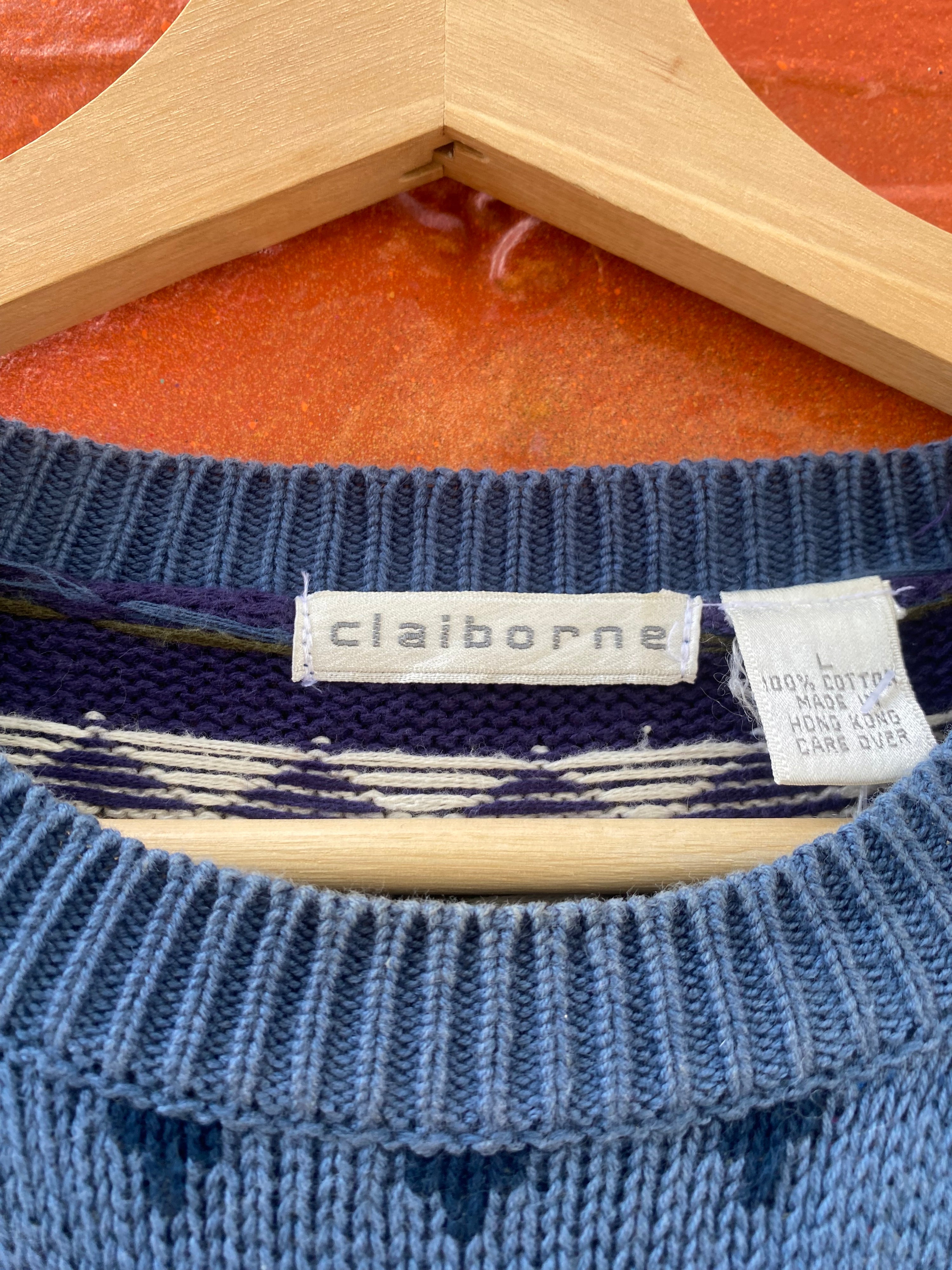 [L] Claiborne Multicolour Horizontal Zig-Zag Knit Sweater