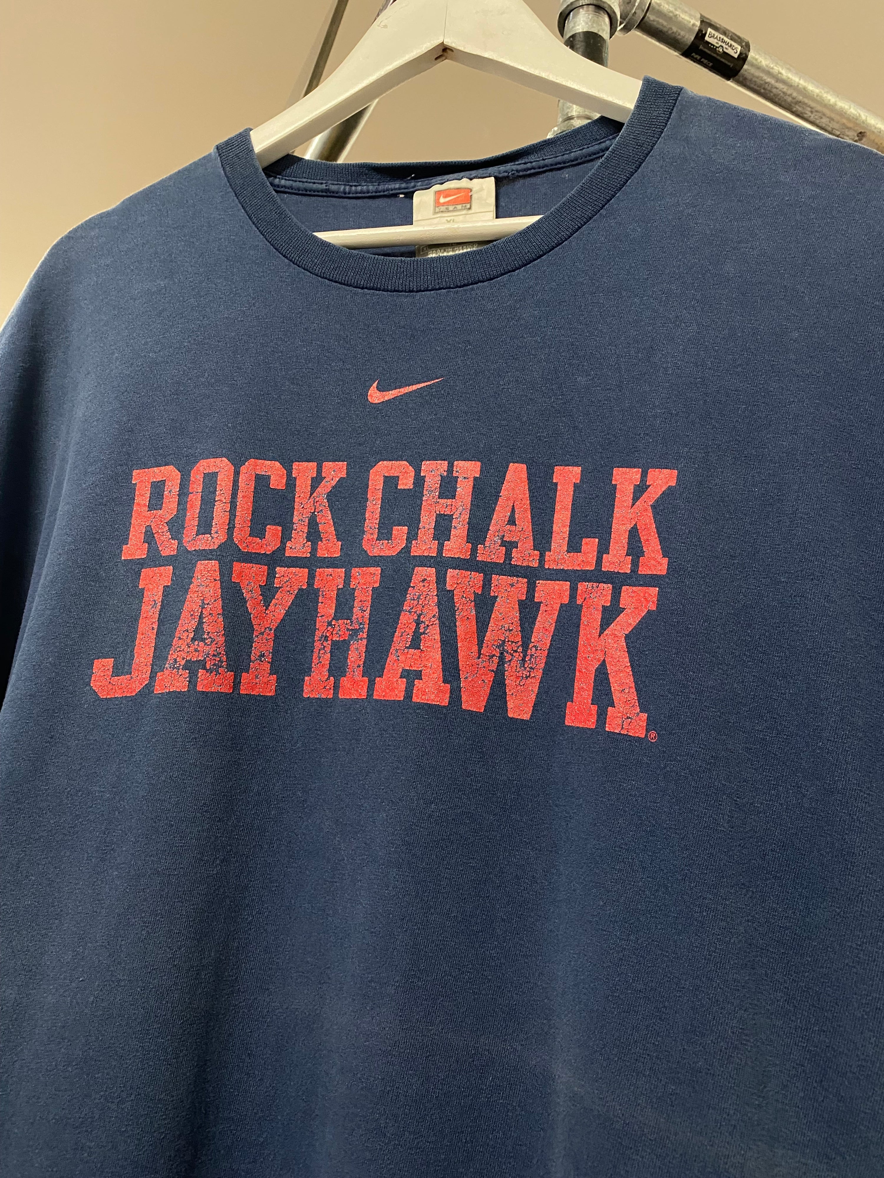 XL - Nike Rock Chalk Jayhawk Navy Blue Tee