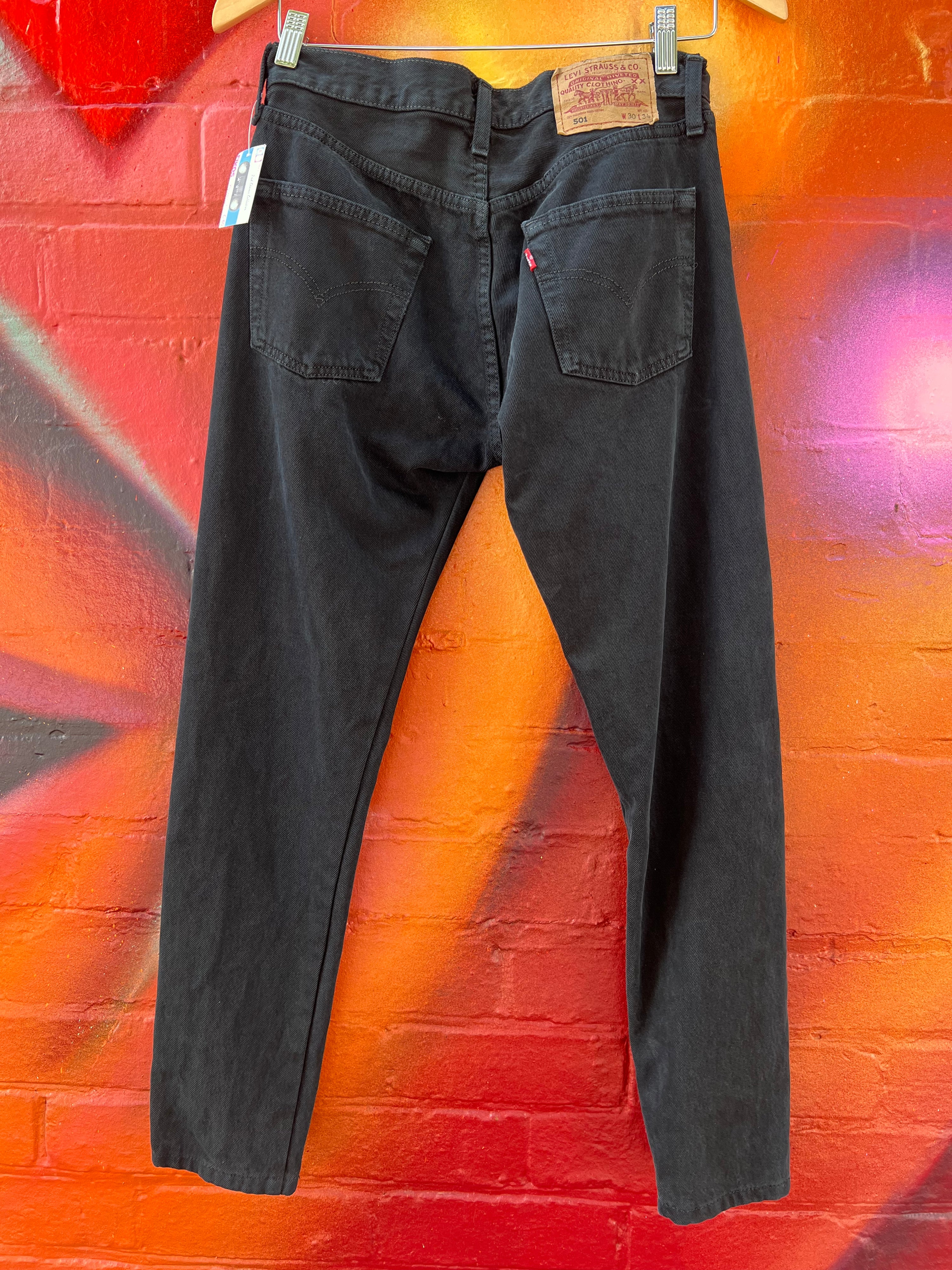 [30] Levi's 501 Black Denim Straight Leg Jeans 30x34