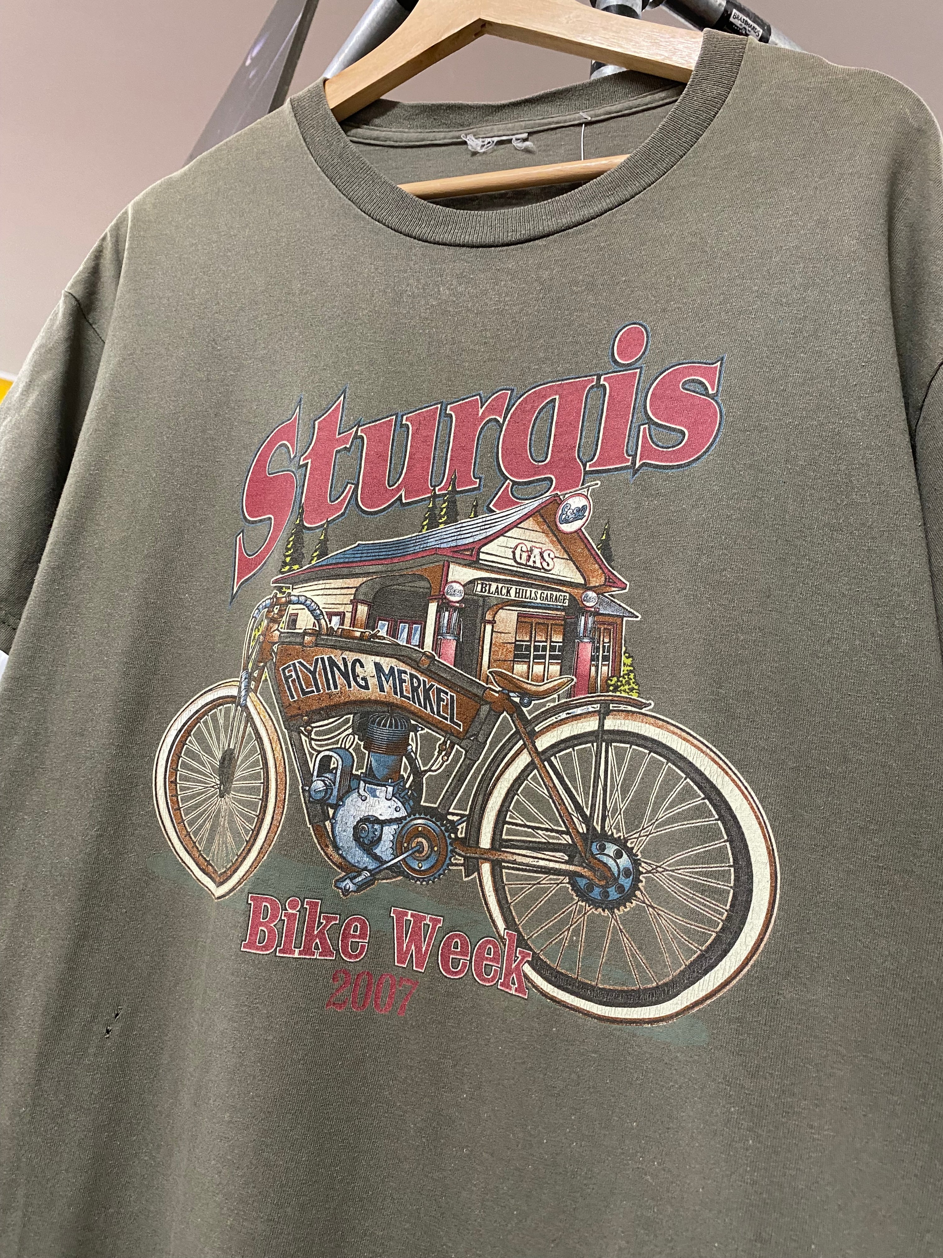 [L] 2007 Sturgis Bike Week Olive Tee