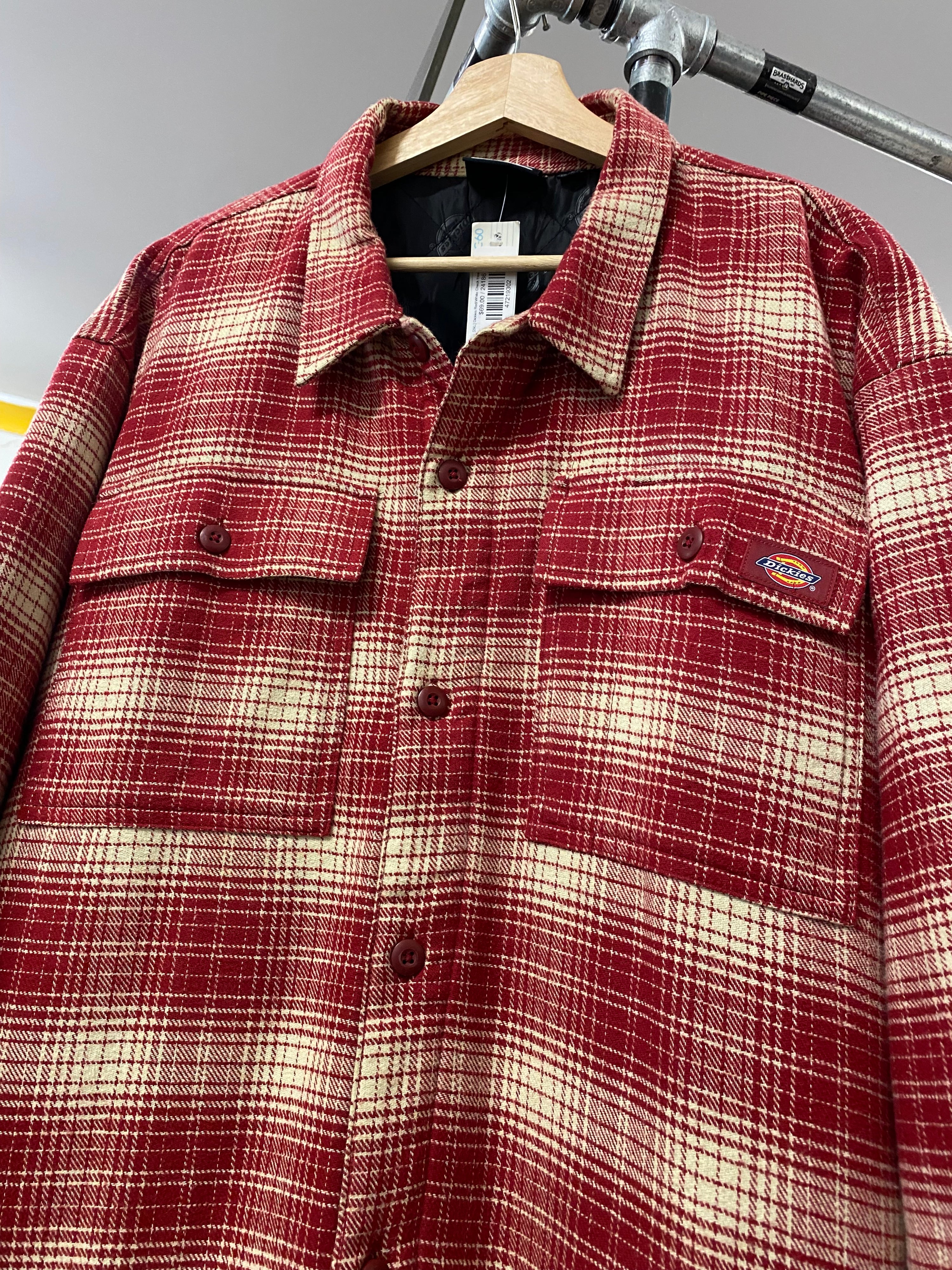 [2XL] Dickies Red/White Check Heavyweight Button Up