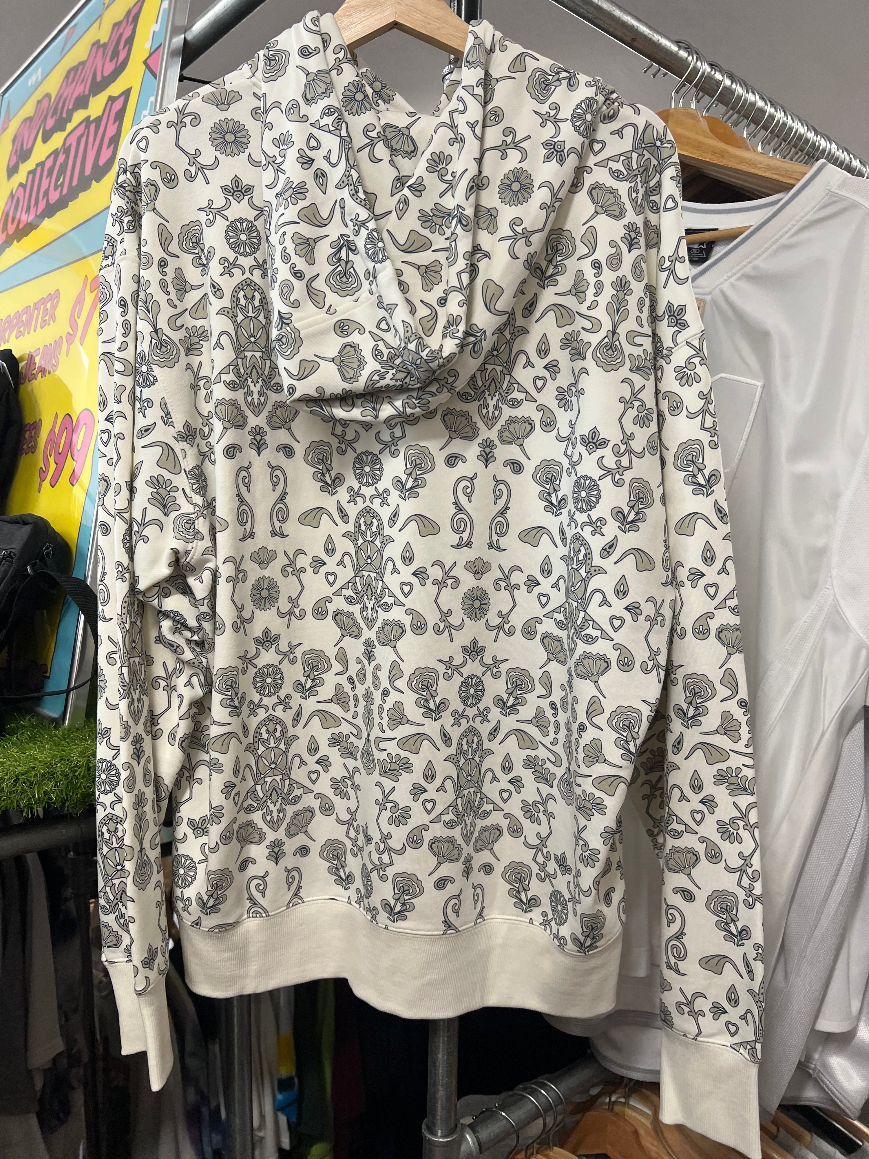 L - Dickies Paisley Hoodie White - Deadstock