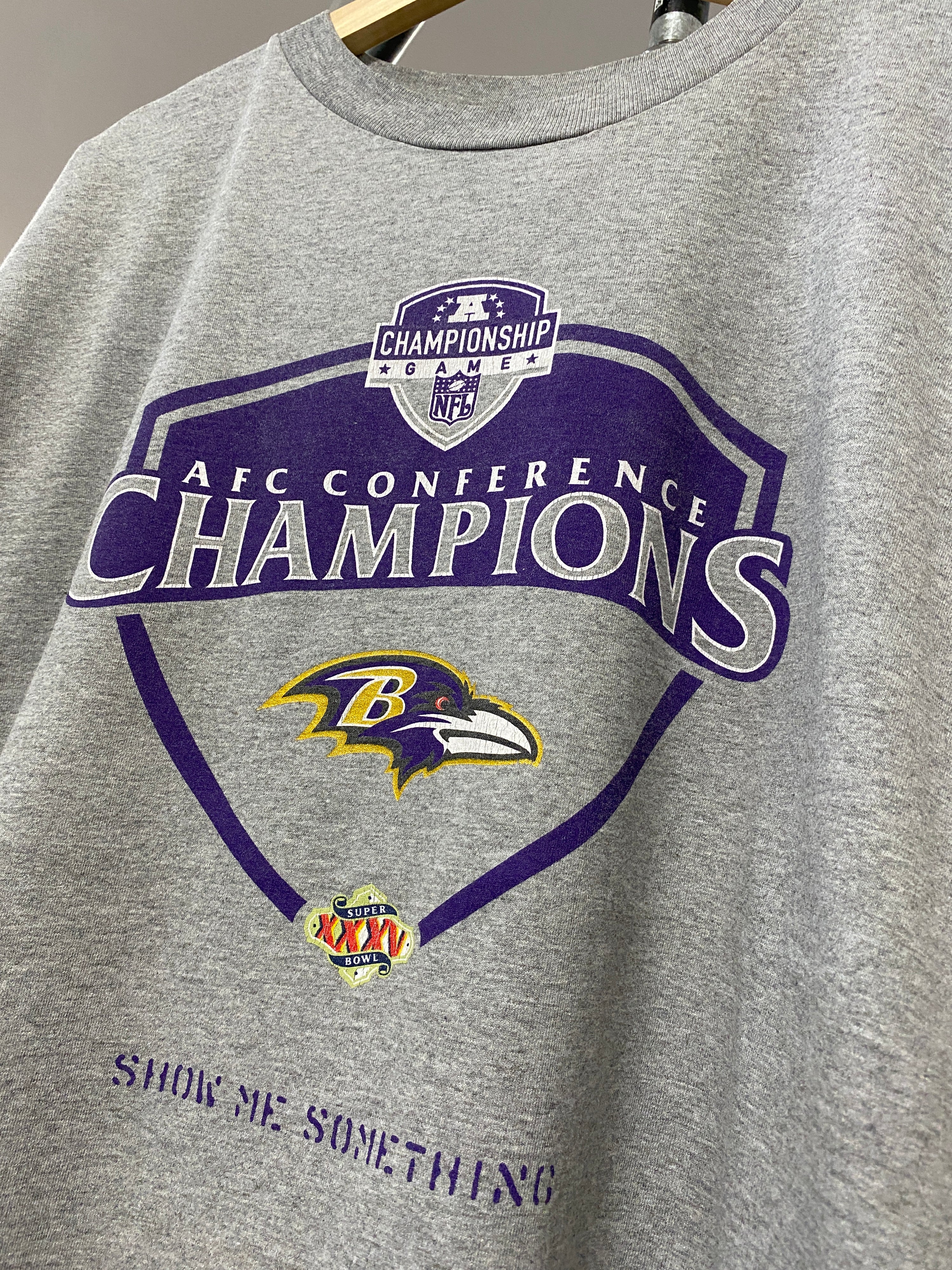 XL - Nike Team x Baltimore Ravens Superbowl XXXV Conference Champions Grey Tee