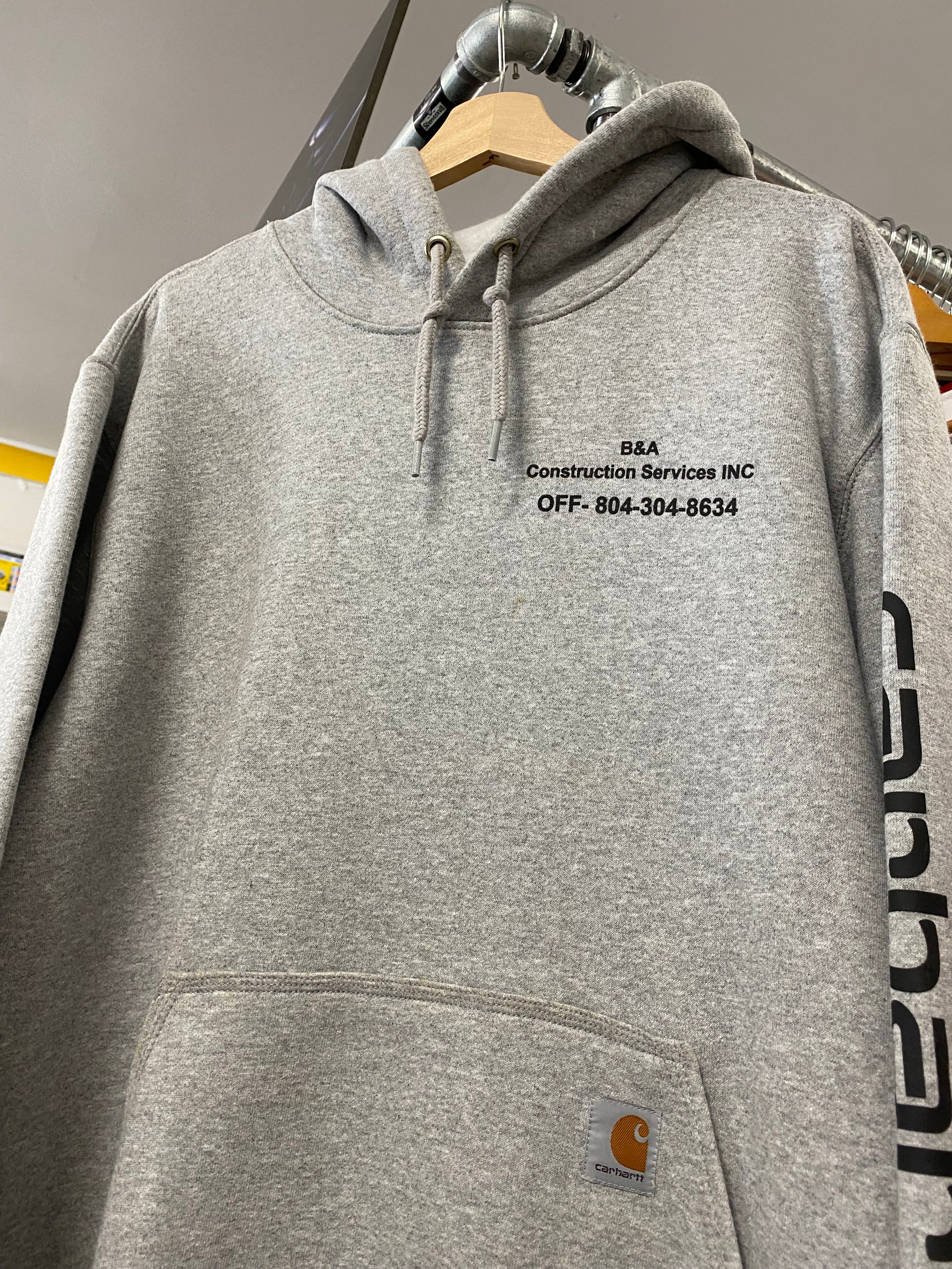 [L] Carhartt 'B&A Construction' Grey Hoodie