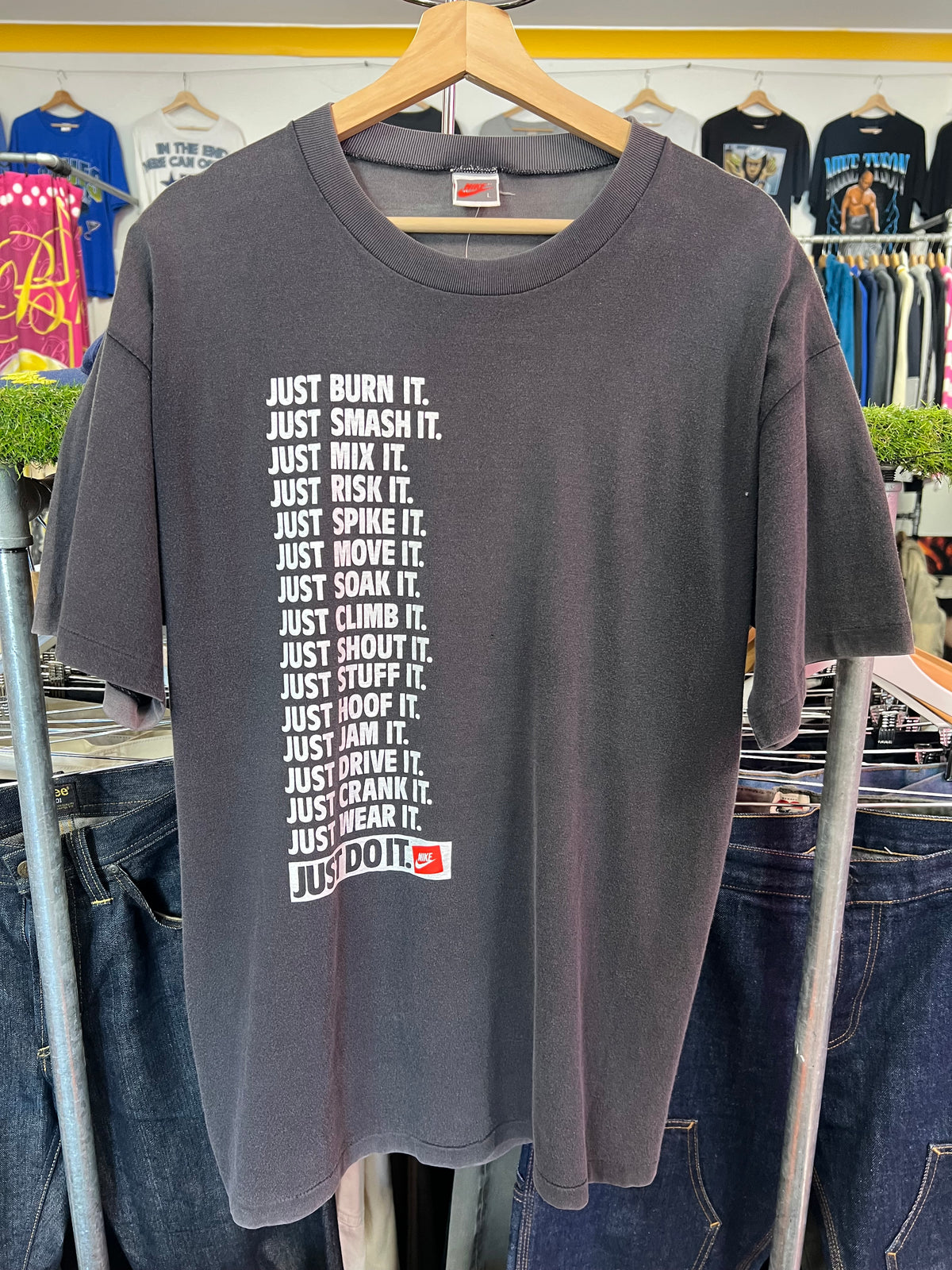 [L] 1990s Nike: Just Burn It Black Tshirt
