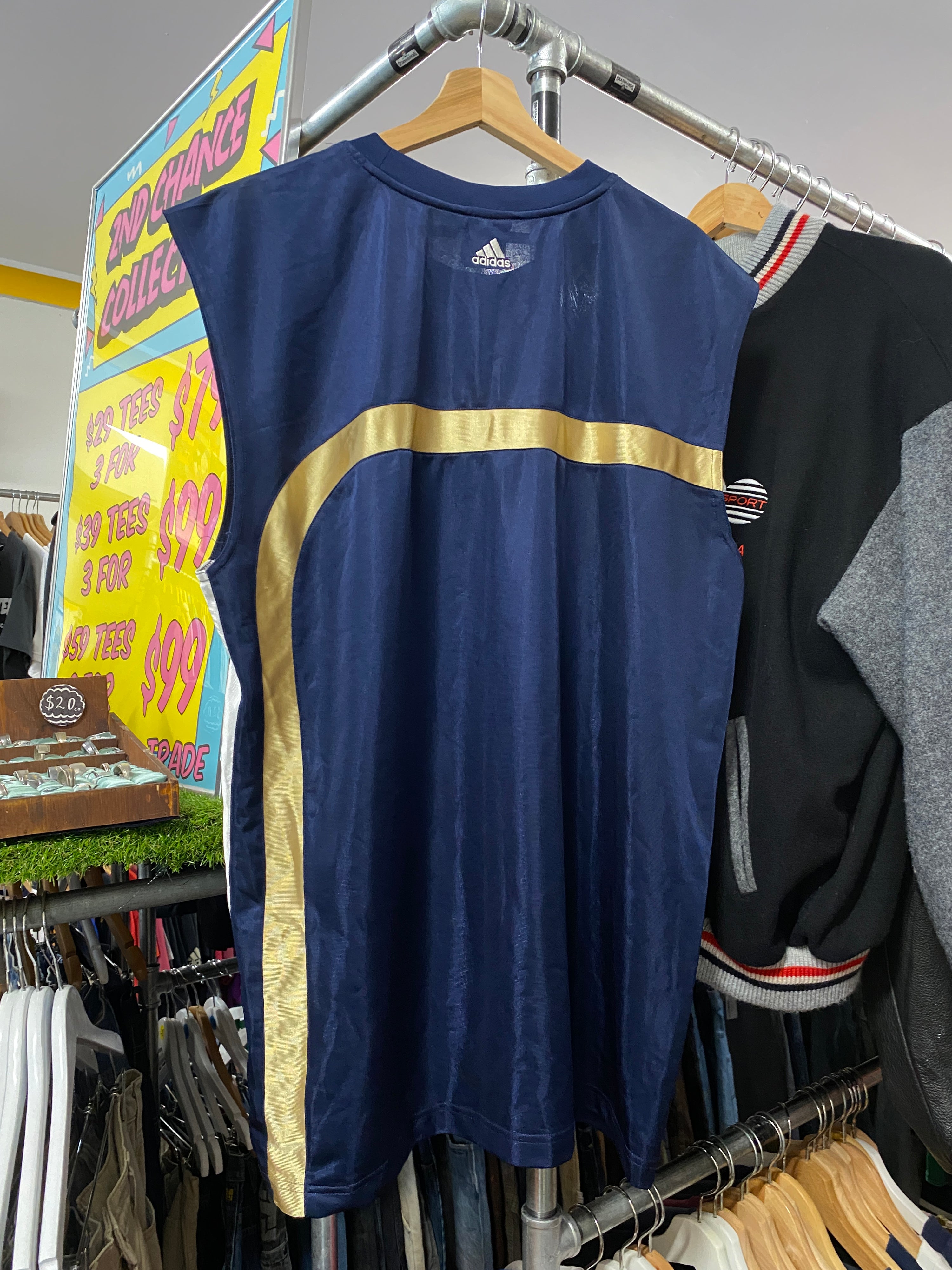 XL - Adidas Basketball Singlet Blue/Gold