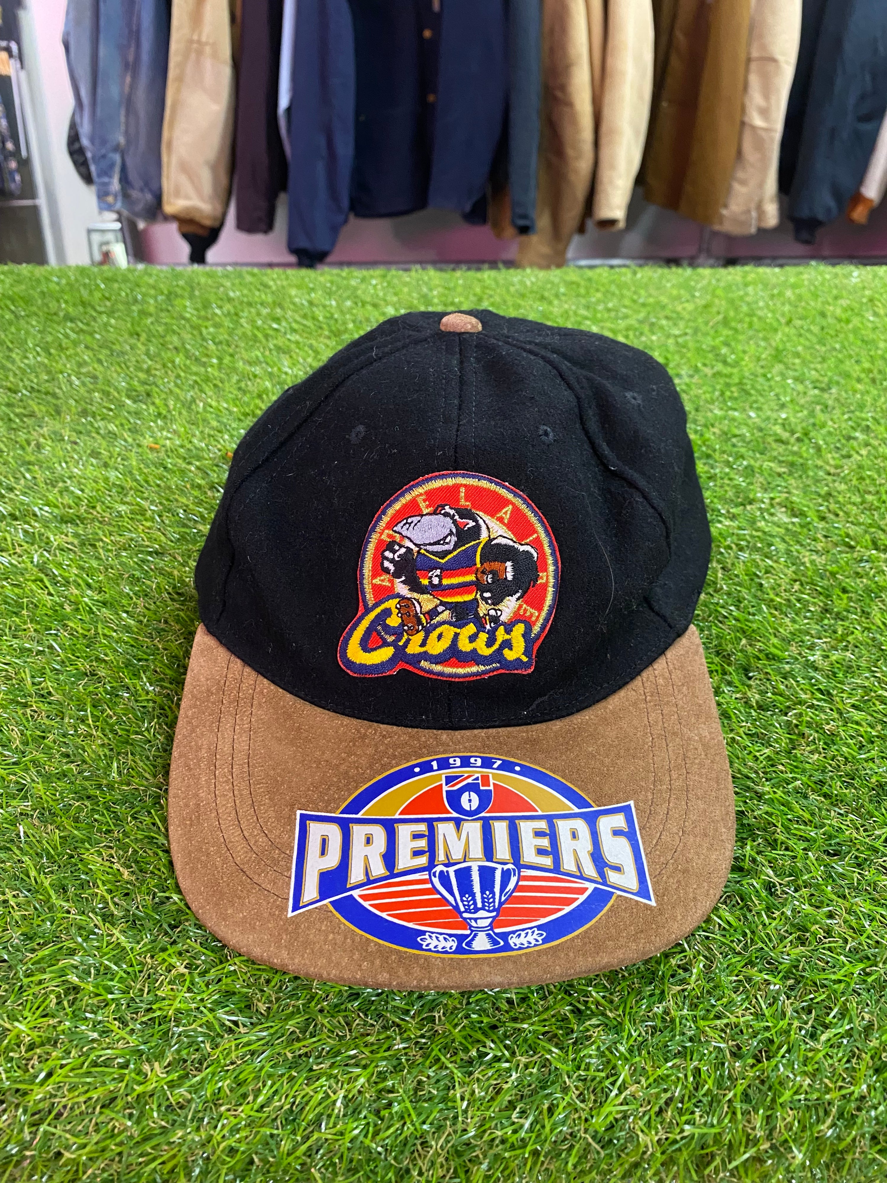 Vintage Adelaide Crows 1997 Premiers Black/Brown Brim Cap