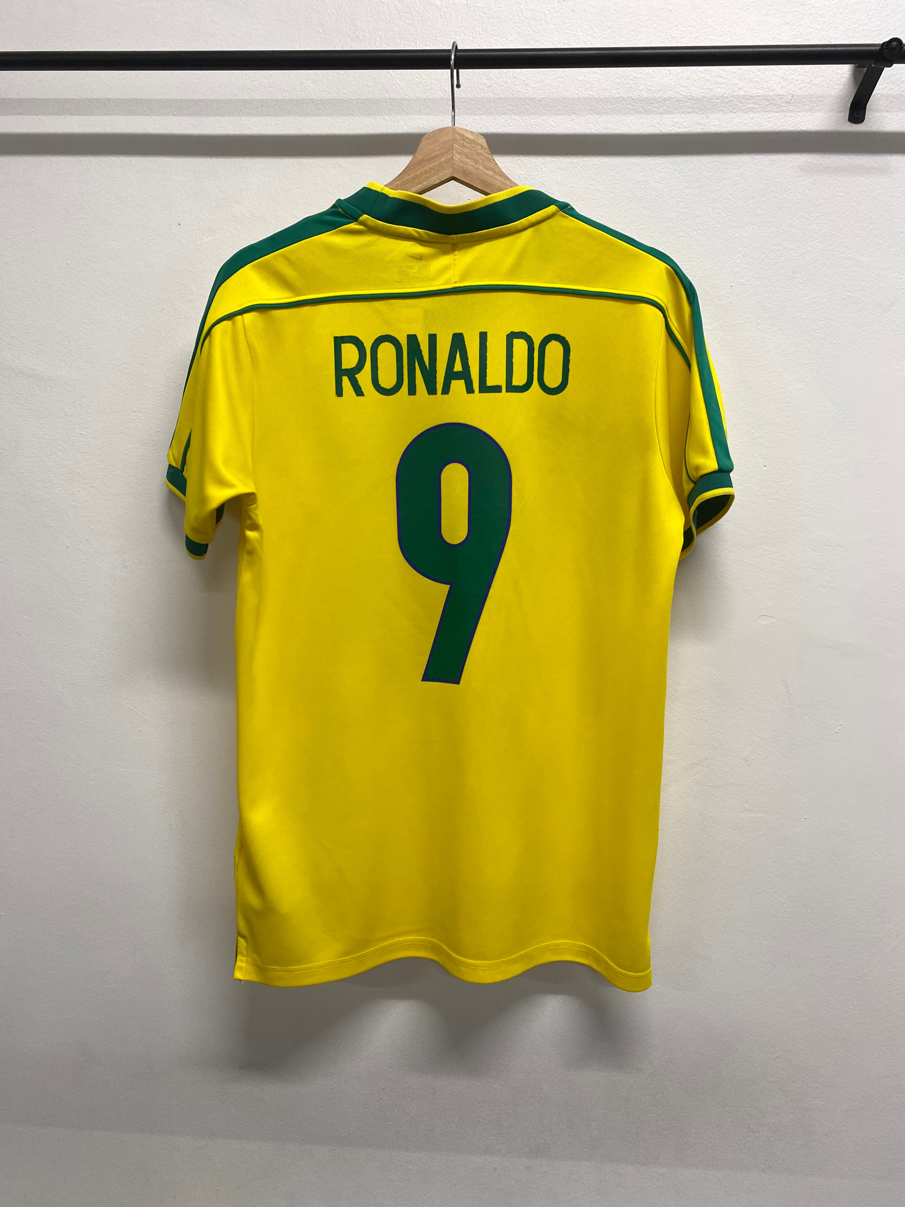 [M] Nike Team Retro Brasil France 1998 #9 Ronaldo Jersey