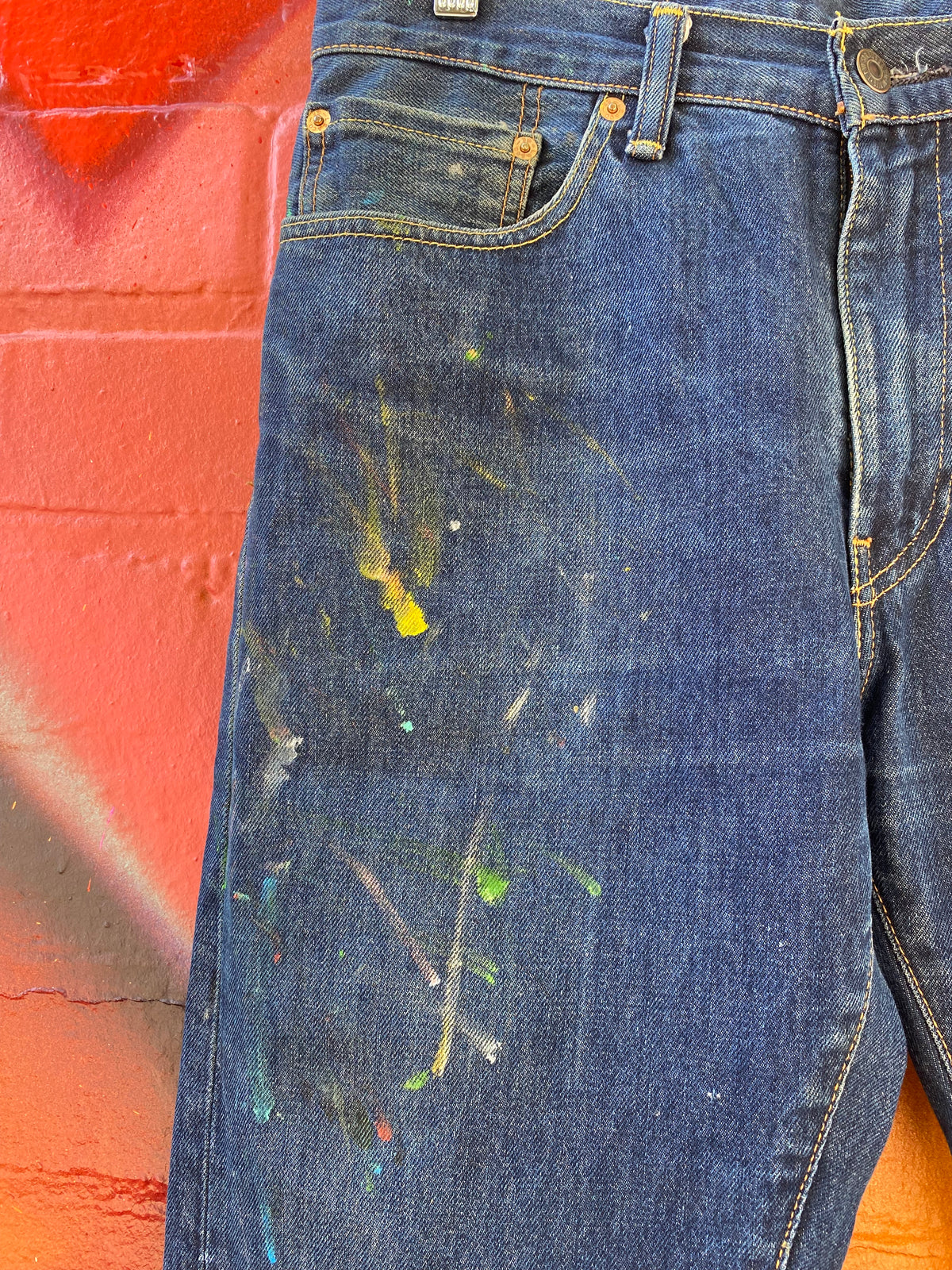 [32] Levi's 505 Blue Denim Jeans Painter Used 32x32